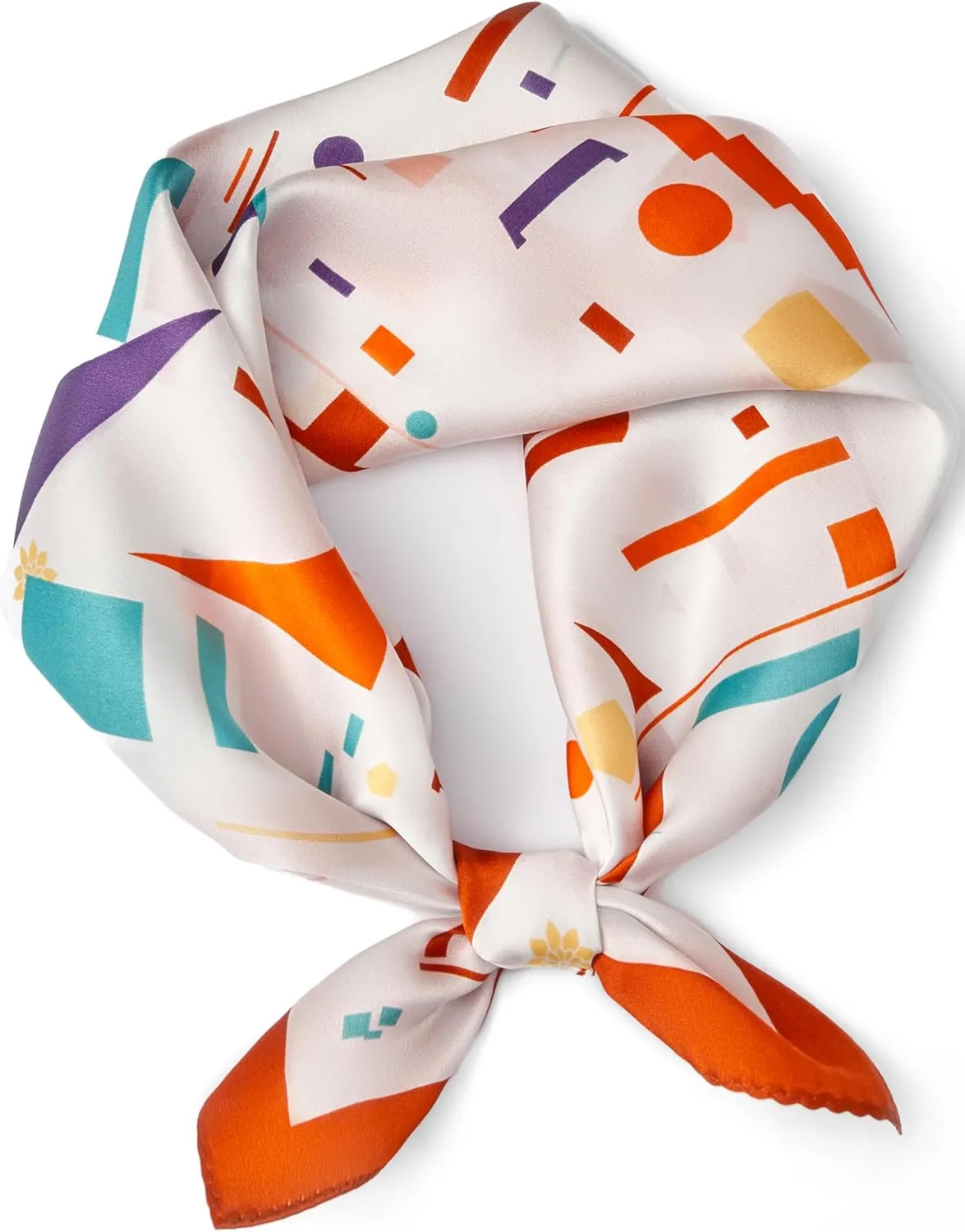 100% Mulberry Silk Scarf for Women, Small Square Satin Scarf for Neck Head Hair Handbag 21"x21"