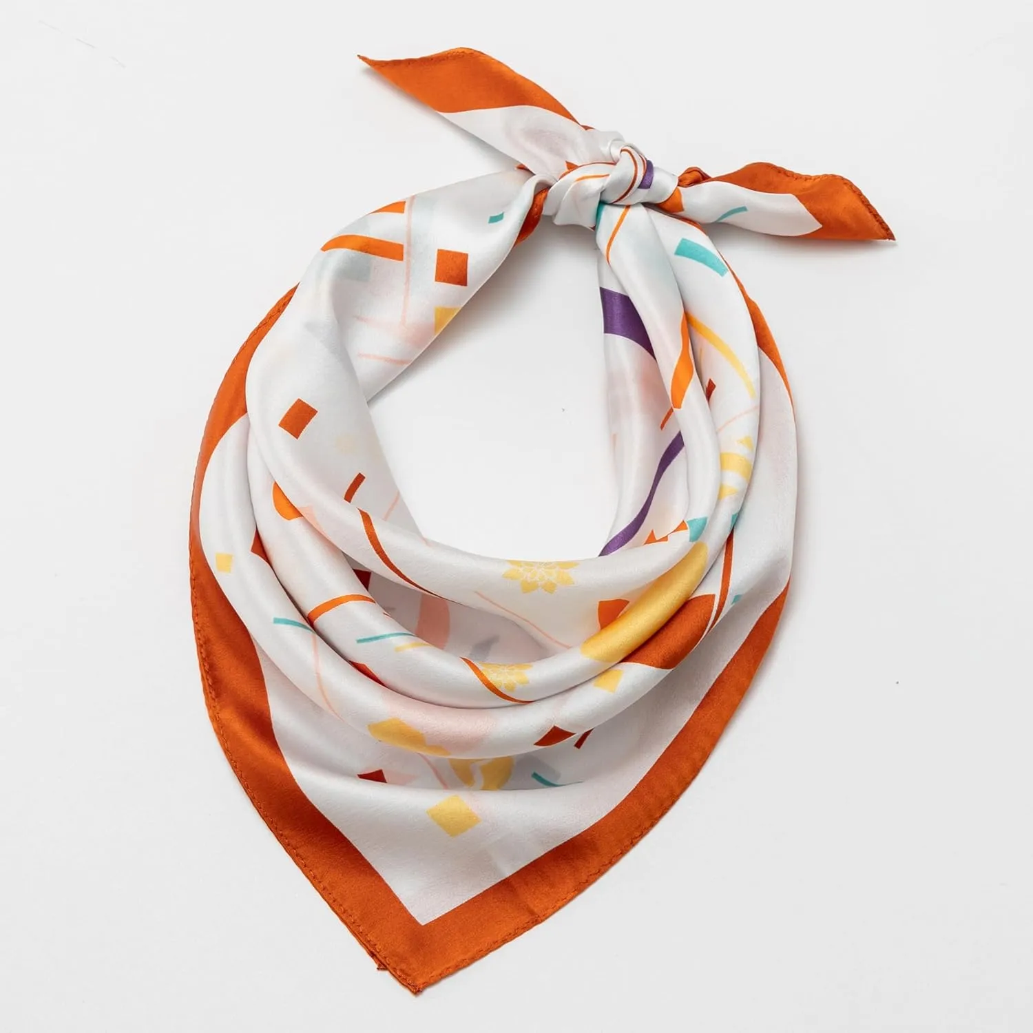 100% Mulberry Silk Scarf for Women, Small Square Satin Scarf for Neck Head Hair Handbag 21"x21"