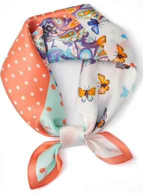 100% Mulberry Silk Scarf for Women, Small Square Satin Scarf for Neck Head Hair Handbag 21"x21"