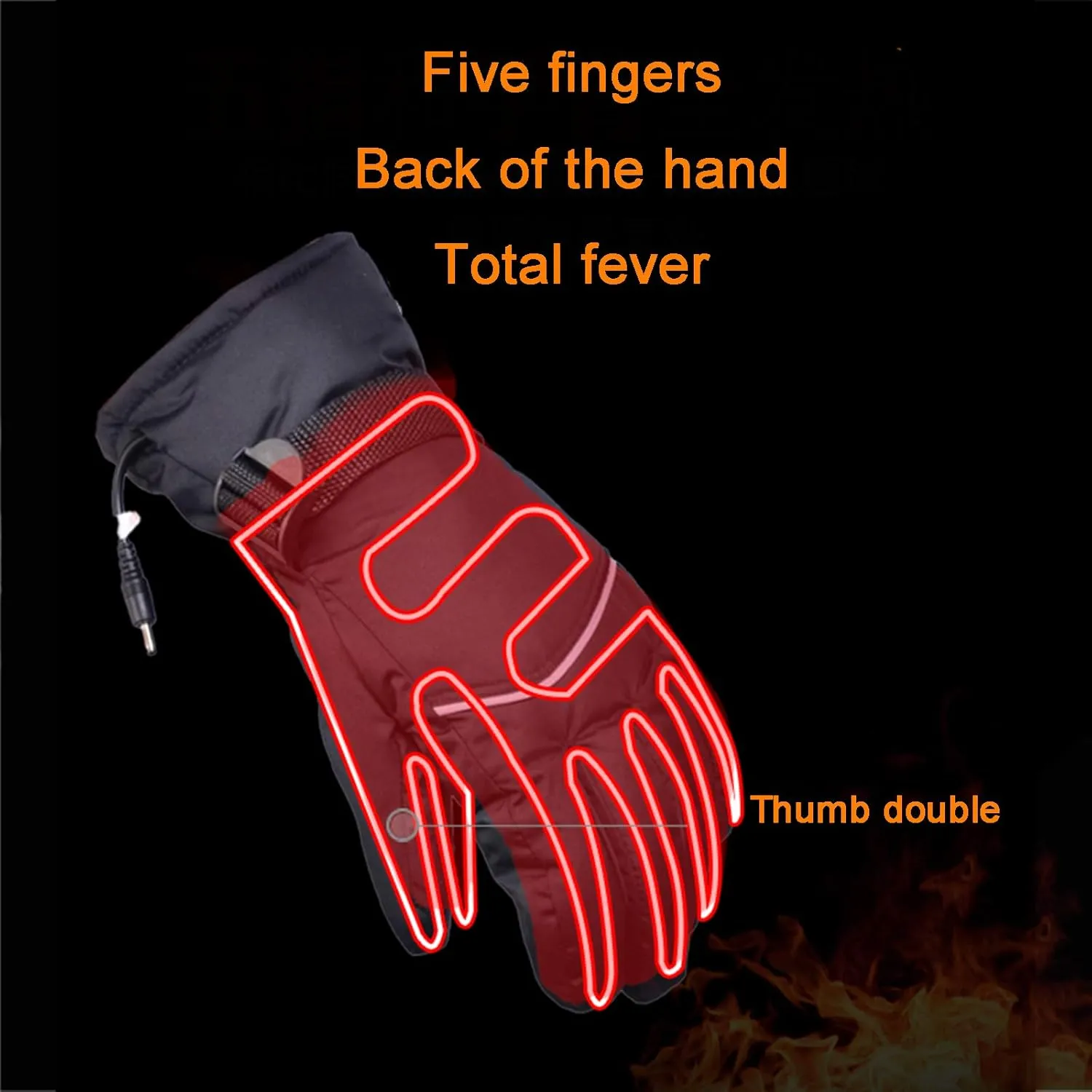 12V Montorcycle Heated Gloves, Motorcycle Charging Heated Gloves,Warmer Gloves, Full Finger Gloves for Snow Skiing Ice Skating Riding Motorcycle,B