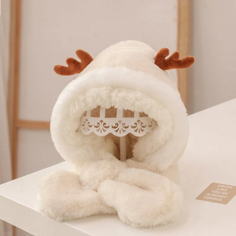 Autumn and winter children's hat scarf one plus velvet padded 17.7-20.4 inches
