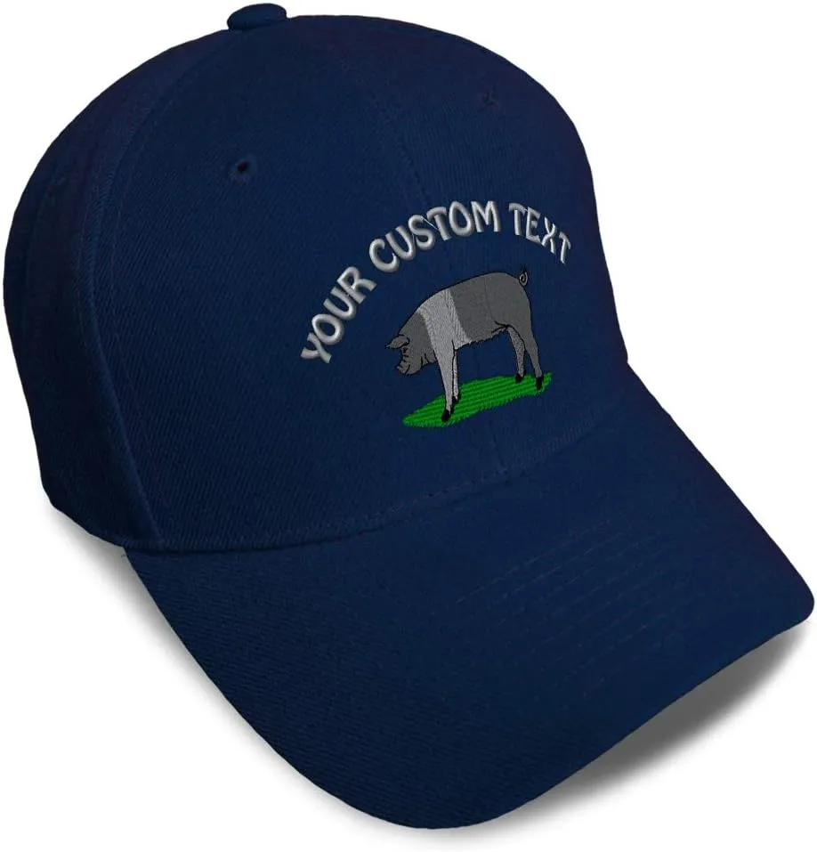 Baseball Cap Western Farm Animal Pig Swine Hampshire Domestic Acrylic