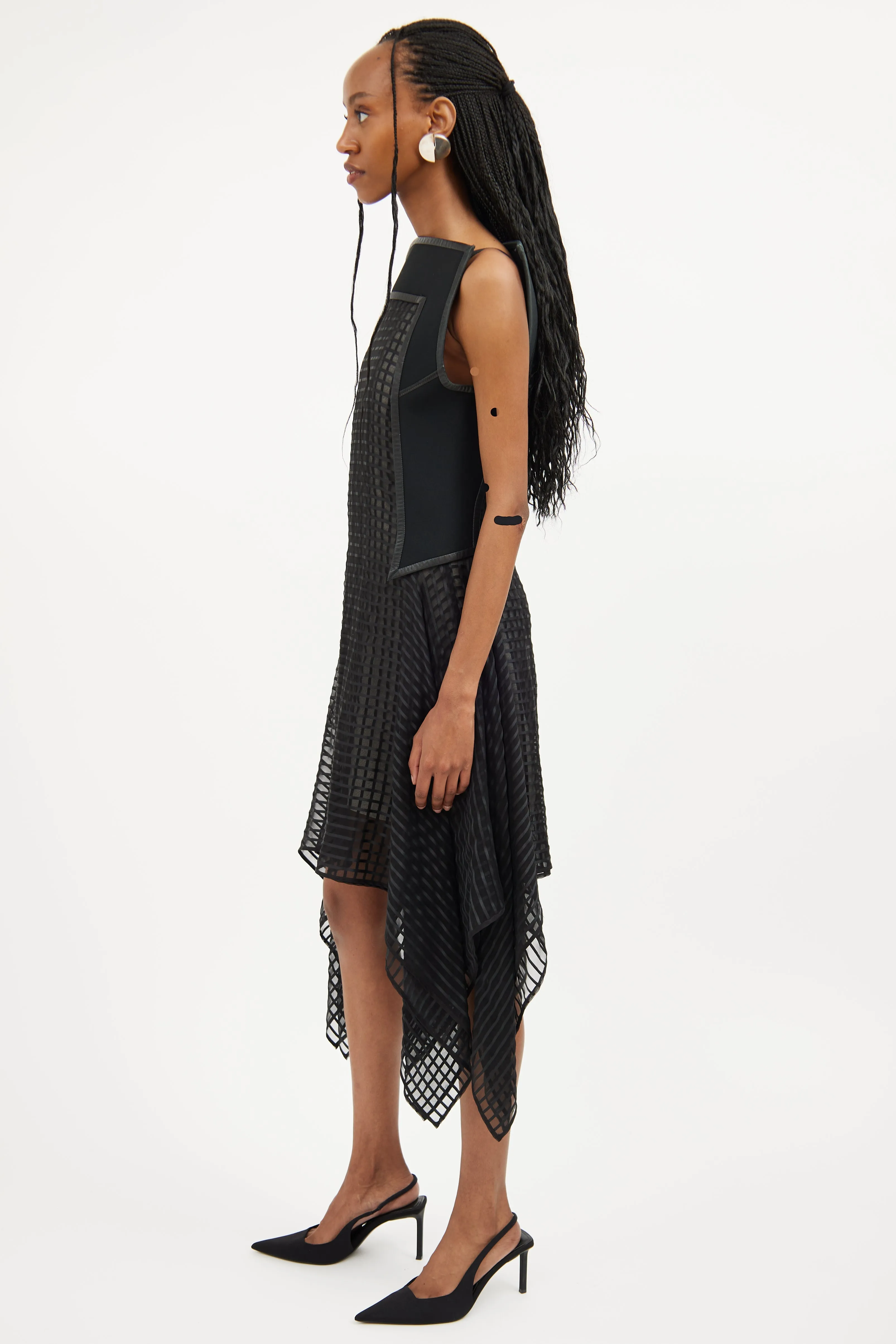 Black Structured Square Neck Dress