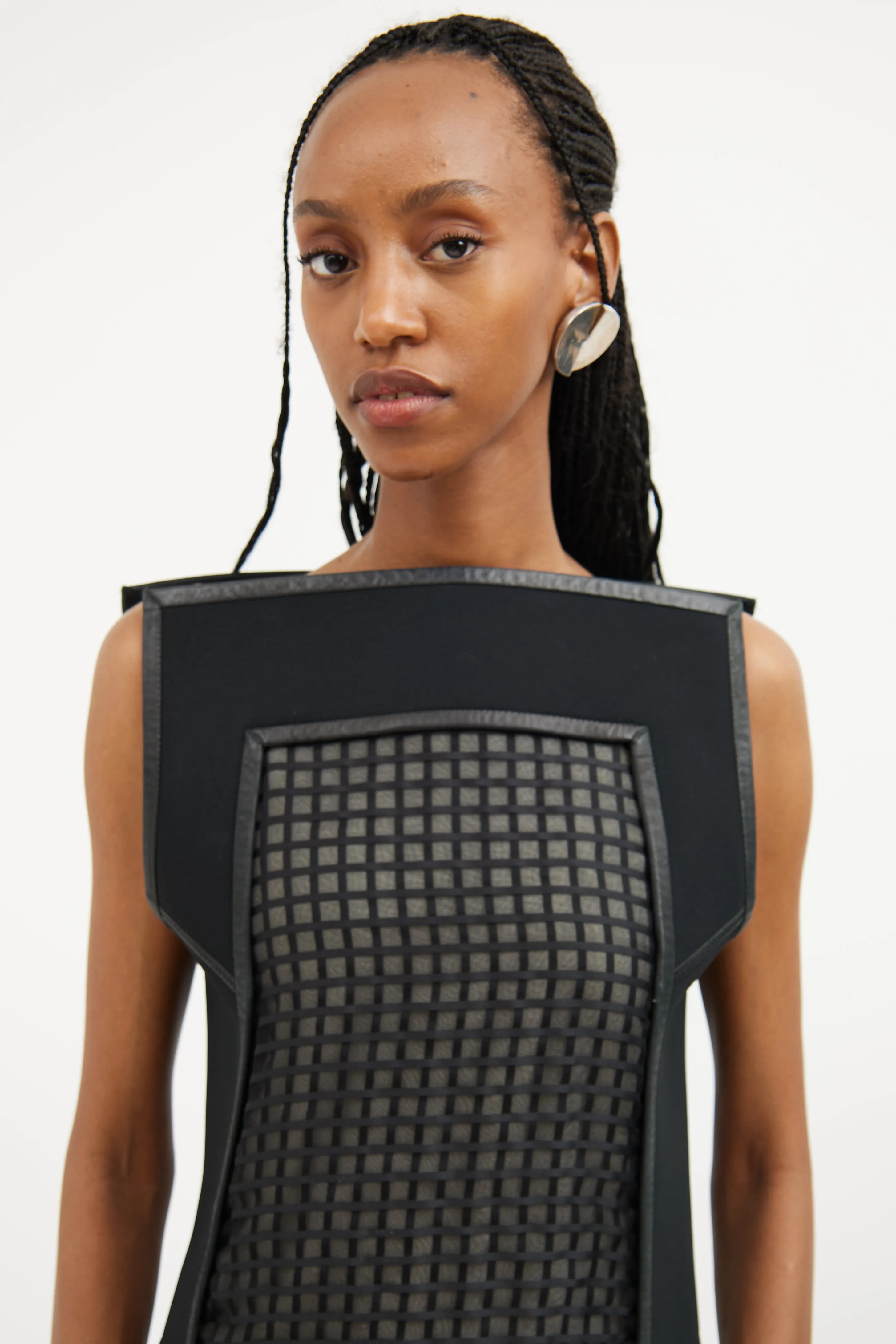 Black Structured Square Neck Dress