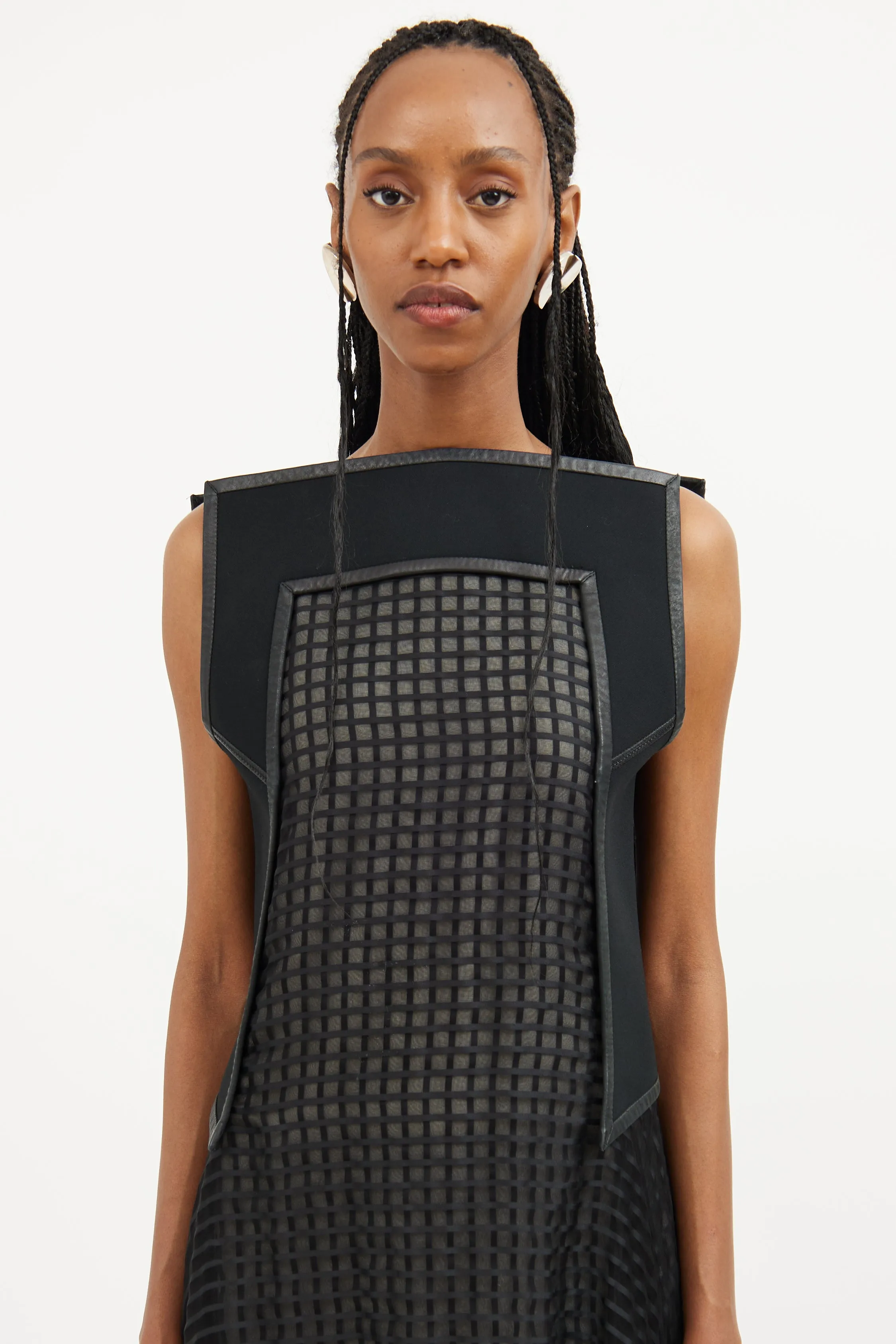 Black Structured Square Neck Dress