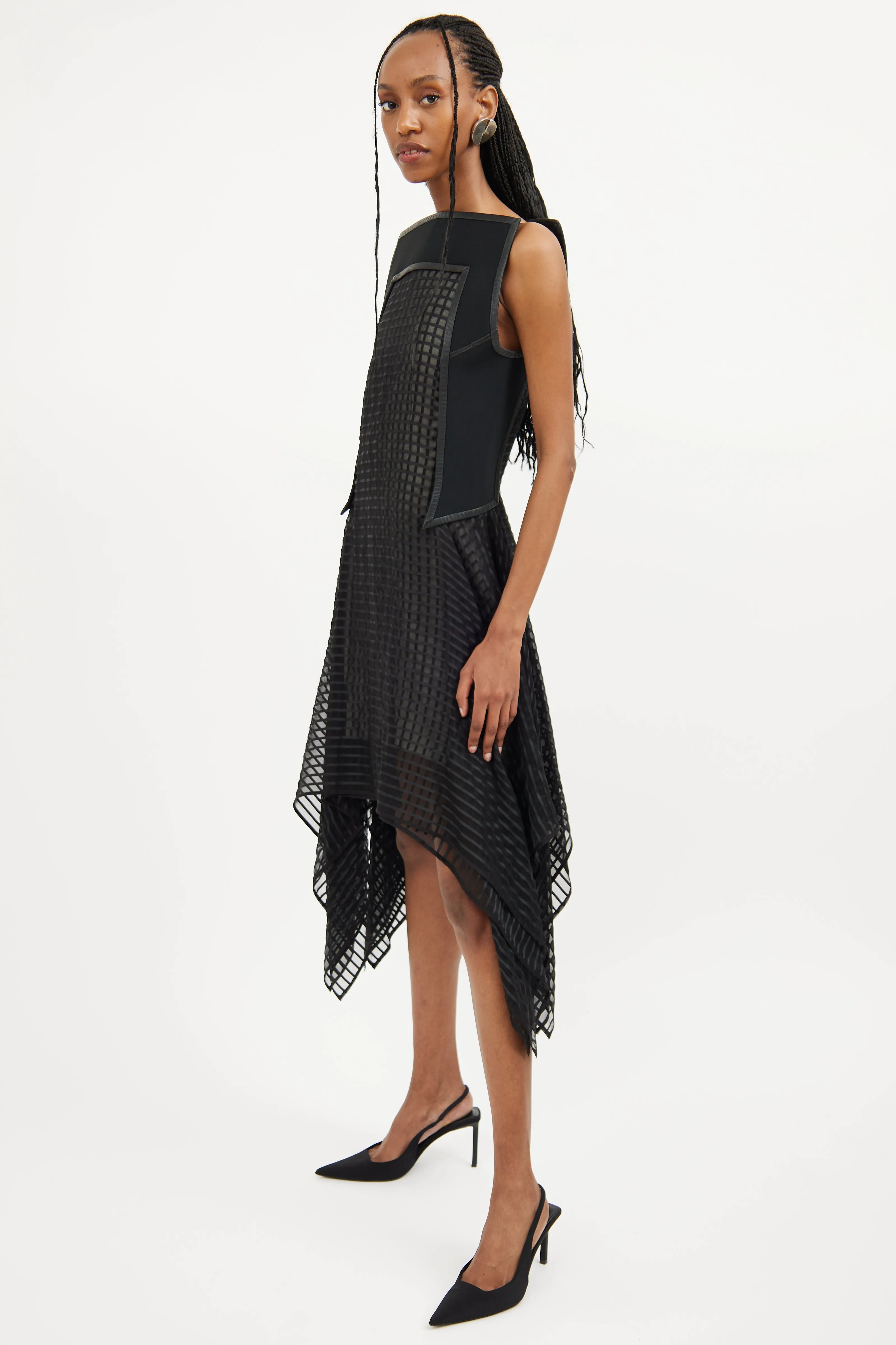 Black Structured Square Neck Dress