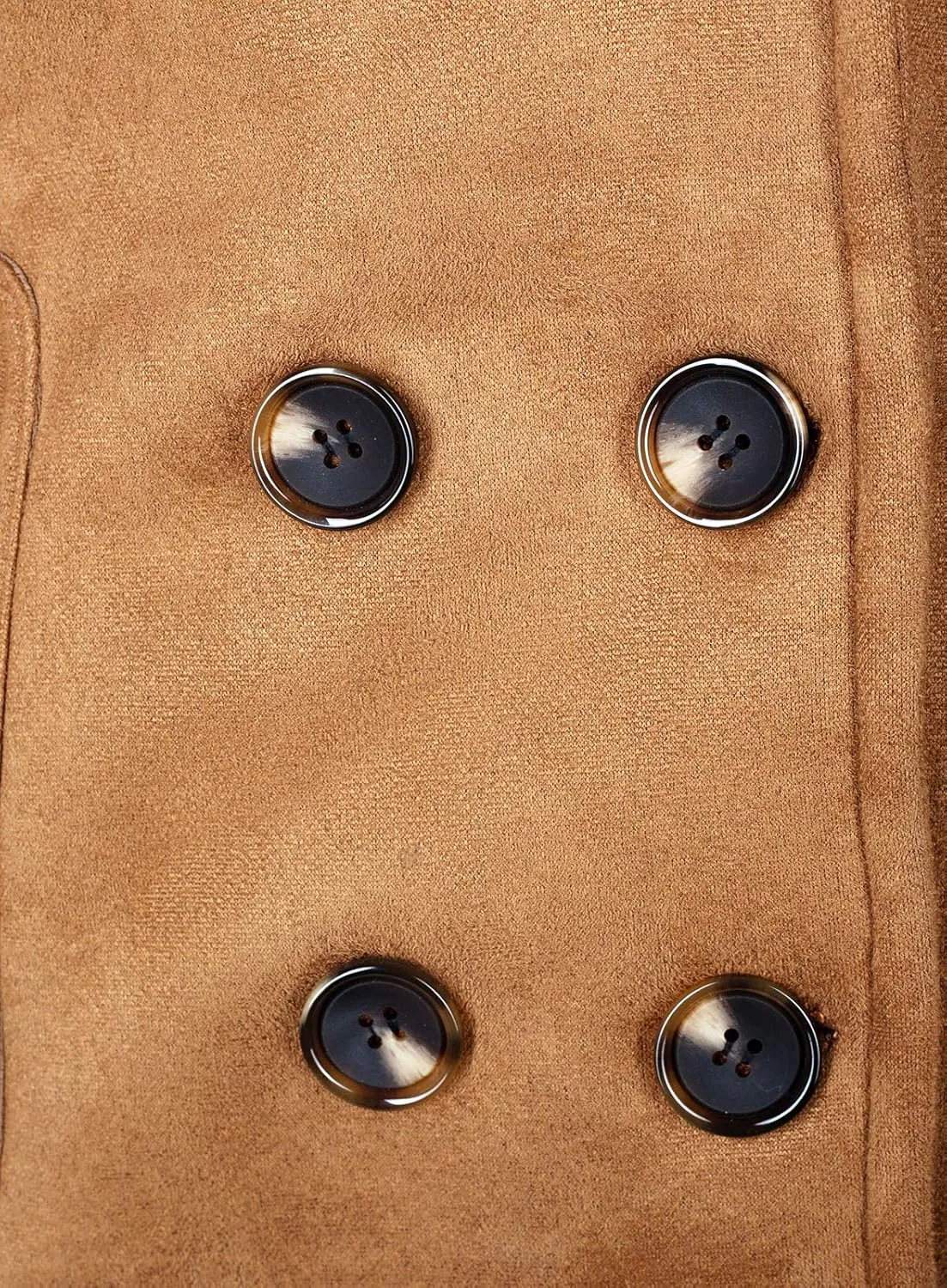 BodiLove Women's Fitted Buttoned Long Sleeve Polyester Lining Soft Suede Pea Coat w/Sherpa Lining