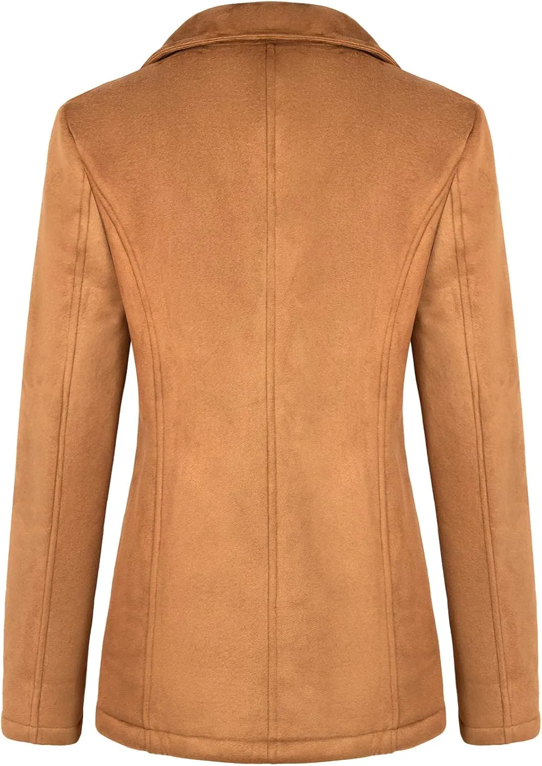 BodiLove Women's Fitted Buttoned Long Sleeve Polyester Lining Soft Suede Pea Coat w/Sherpa Lining