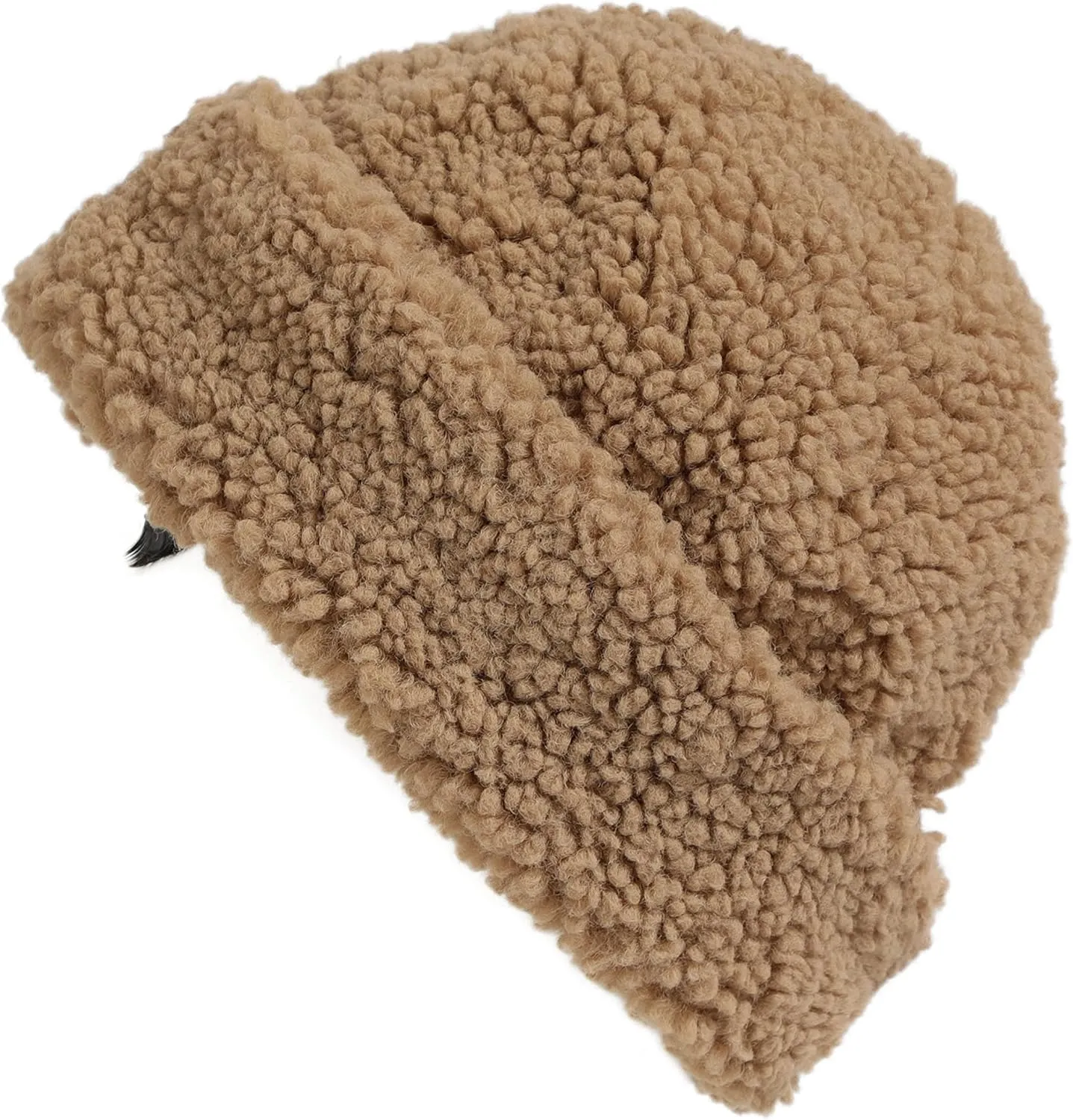C.C Sherpa Cuff Beanie Hat Suede Logo and Sherpa Mitten Gloves (HAT-008,MT-008)