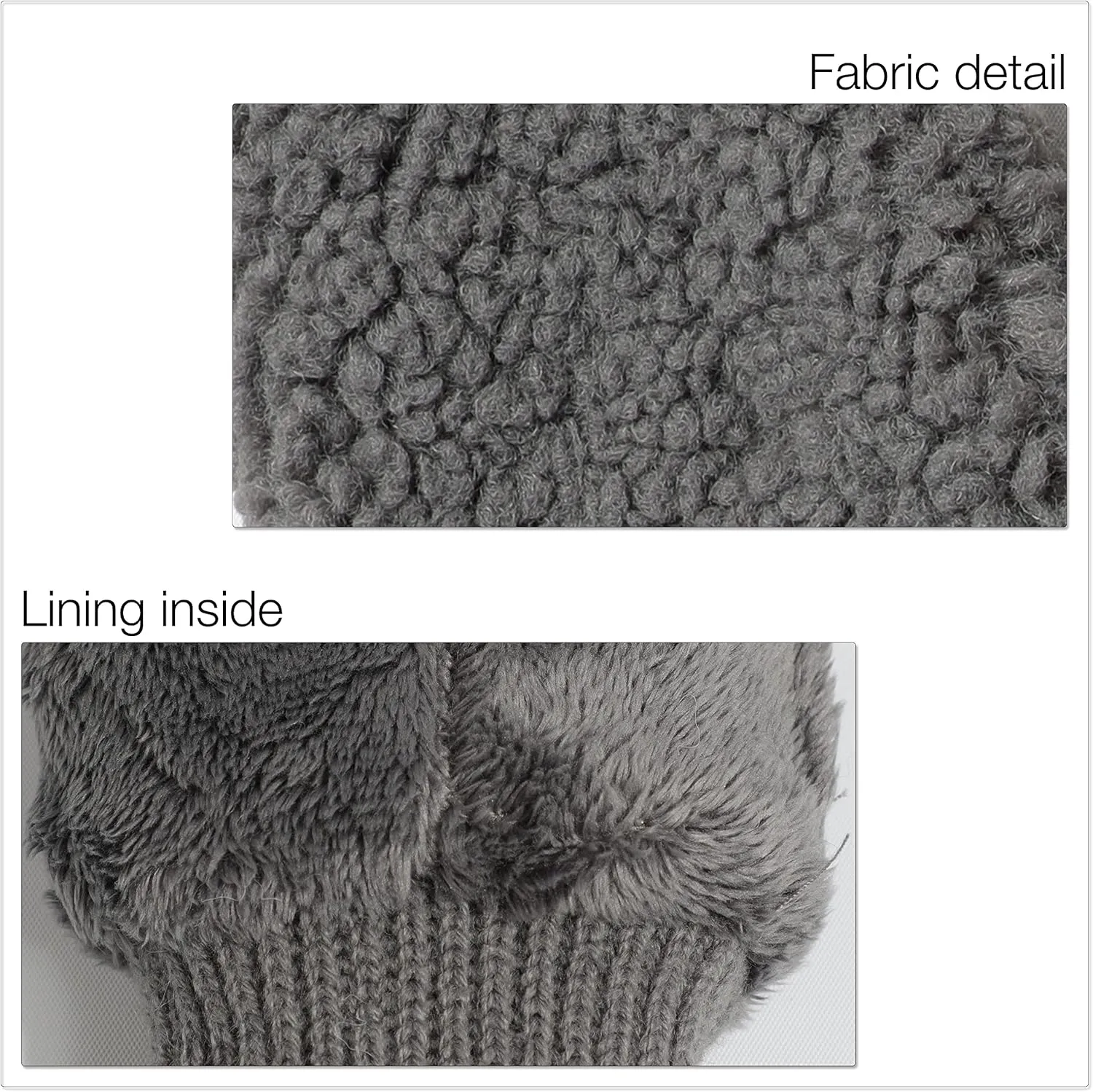 C.C Sherpa Cuff Beanie Hat Suede Logo and Sherpa Mitten Gloves (HAT-008,MT-008)