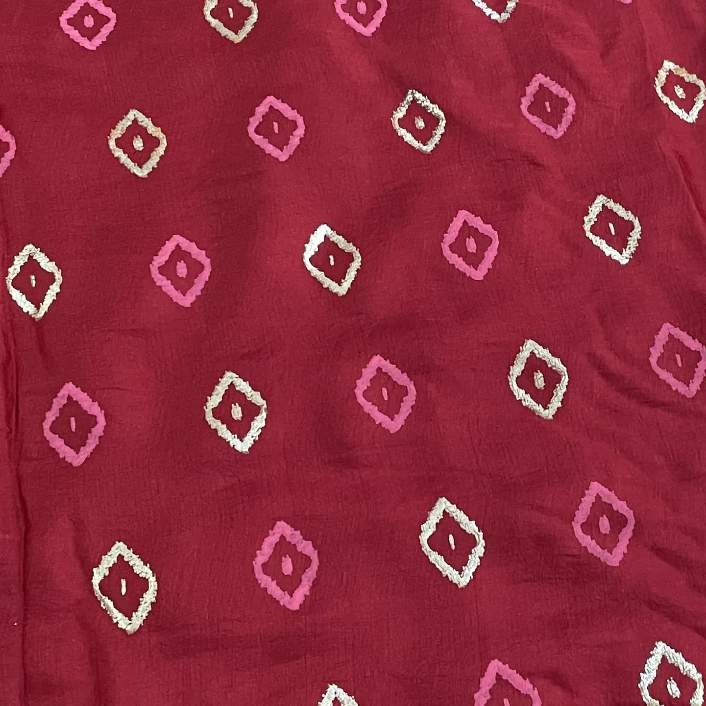 Classic Red Gold Foil Print Silk Fabric