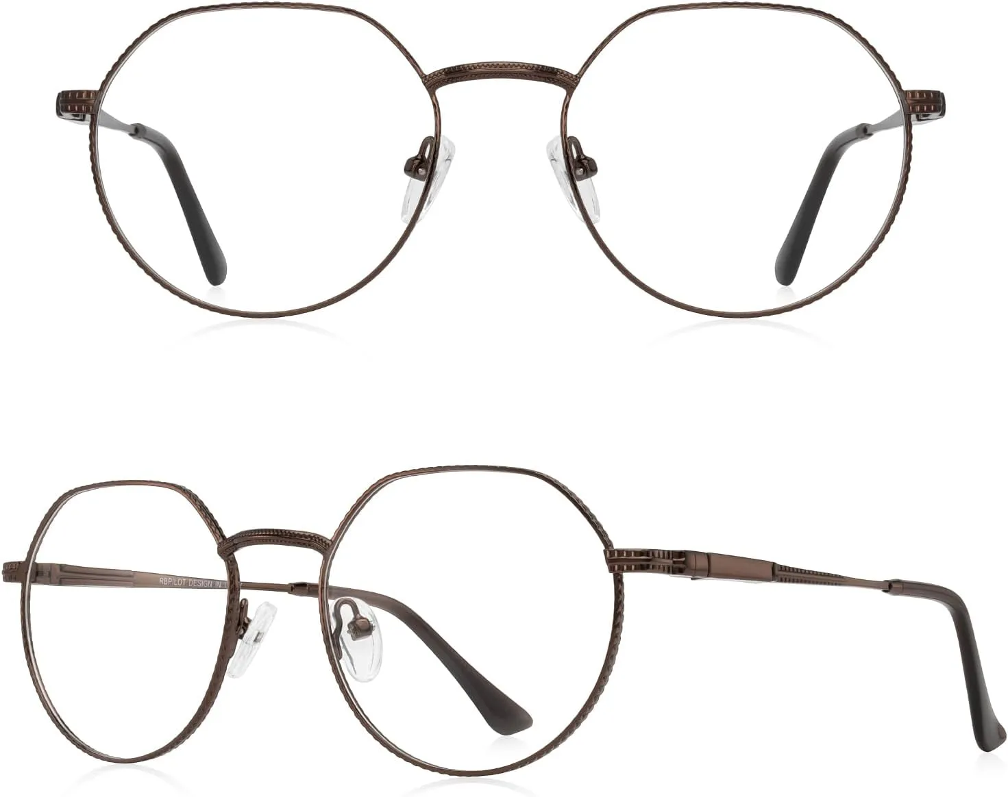 Classic Round Polygon Reading Glasses for Men Women Light Blocking Computer Readers Spring Hinge Metal Frame