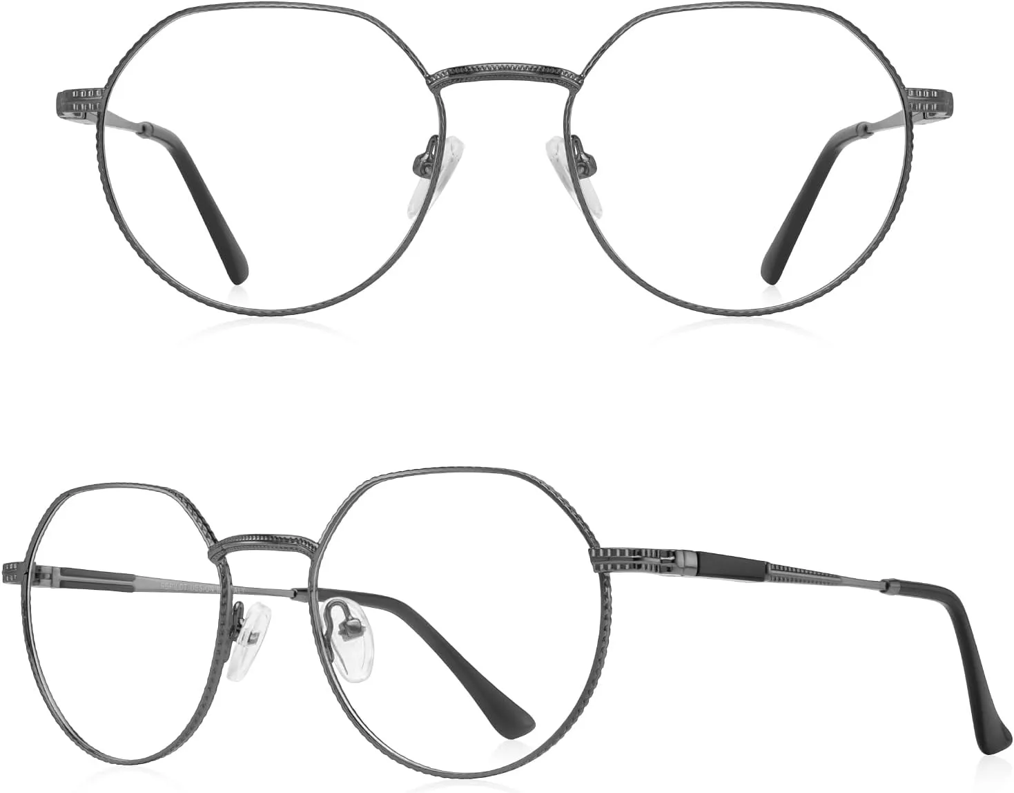 Classic Round Polygon Reading Glasses for Men Women Light Blocking Computer Readers Spring Hinge Metal Frame