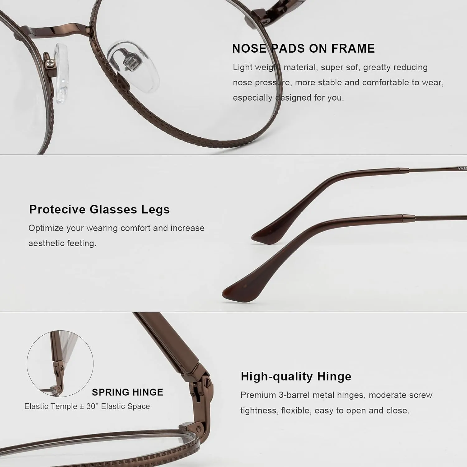 Classic Round Polygon Reading Glasses for Men Women Light Blocking Computer Readers Spring Hinge Metal Frame