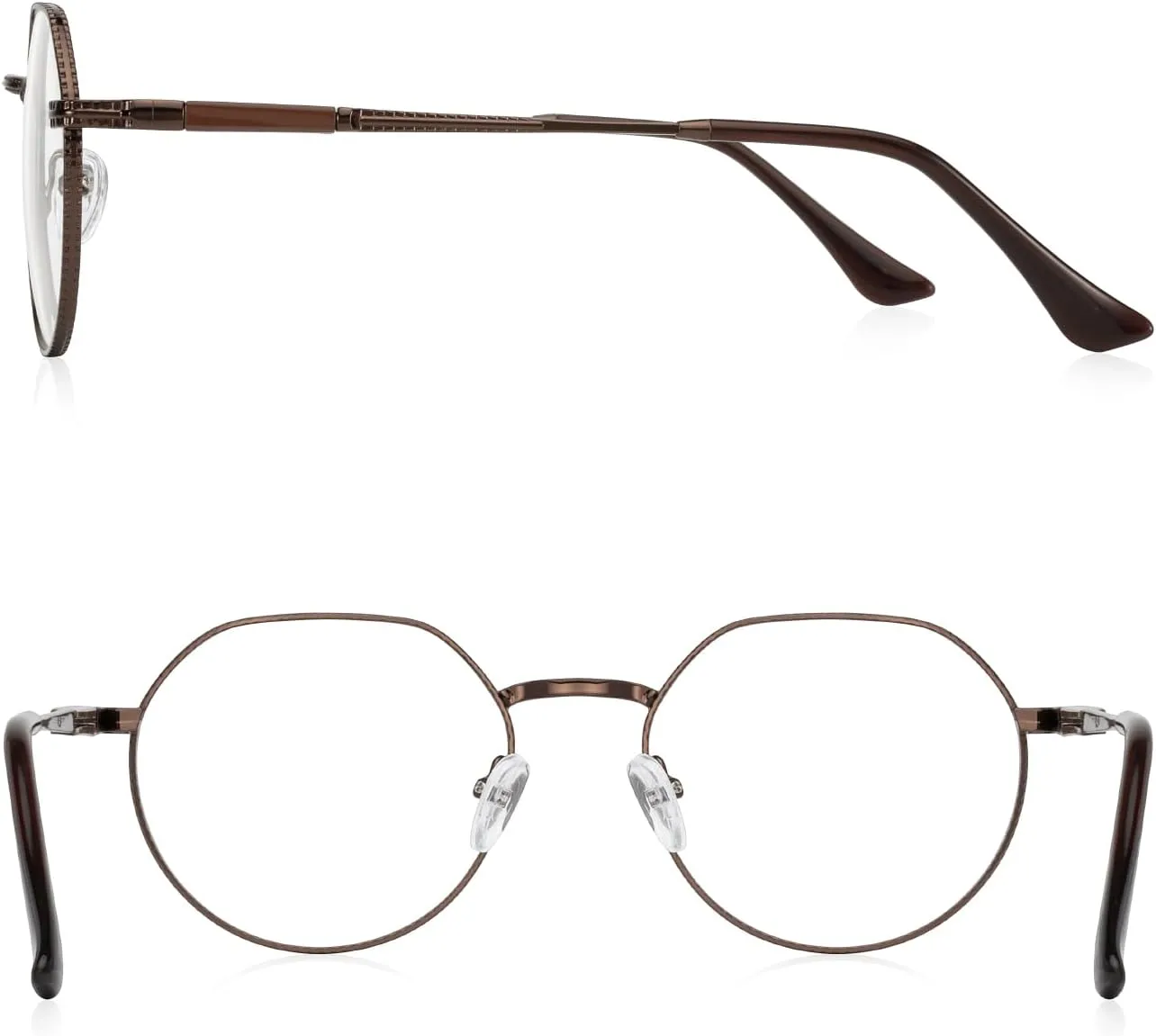 Classic Round Polygon Reading Glasses for Men Women Light Blocking Computer Readers Spring Hinge Metal Frame