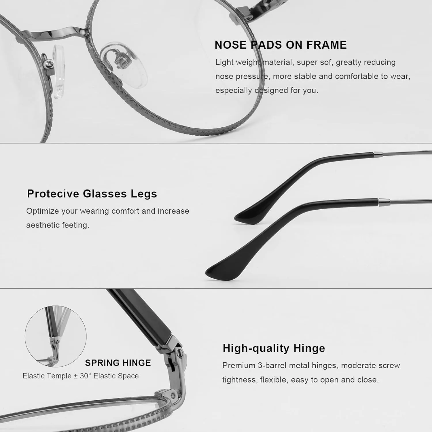 Classic Round Polygon Reading Glasses for Men Women Light Blocking Computer Readers Spring Hinge Metal Frame