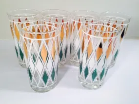 Classic Vintage Retro Blue - Gold and White Diamond Glasses (Set of 6)