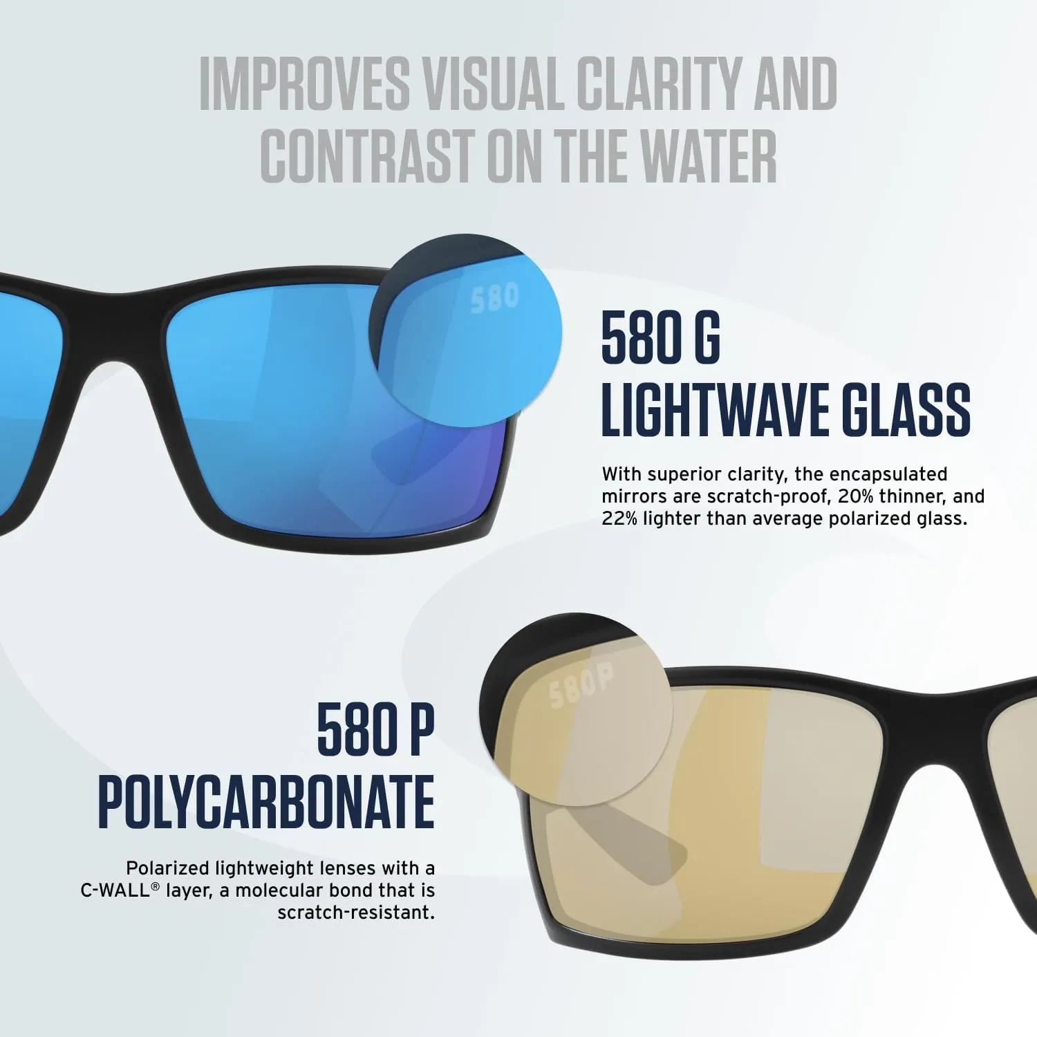 Costa Del Mar Men's Corbina Rectangular Sunglasses