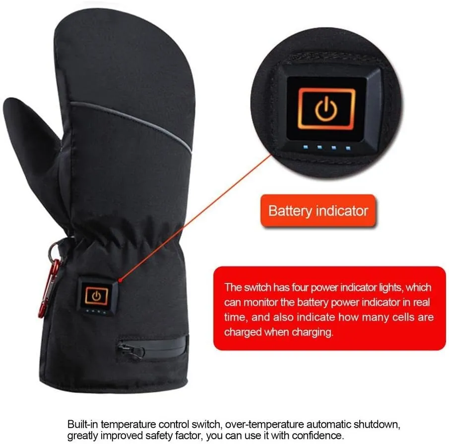 CSCDD Winter Thermal Ski Cycling Heating Glove Men Women Electric Heated Gloves with 2pcs Battery Hand Warmer Mitten