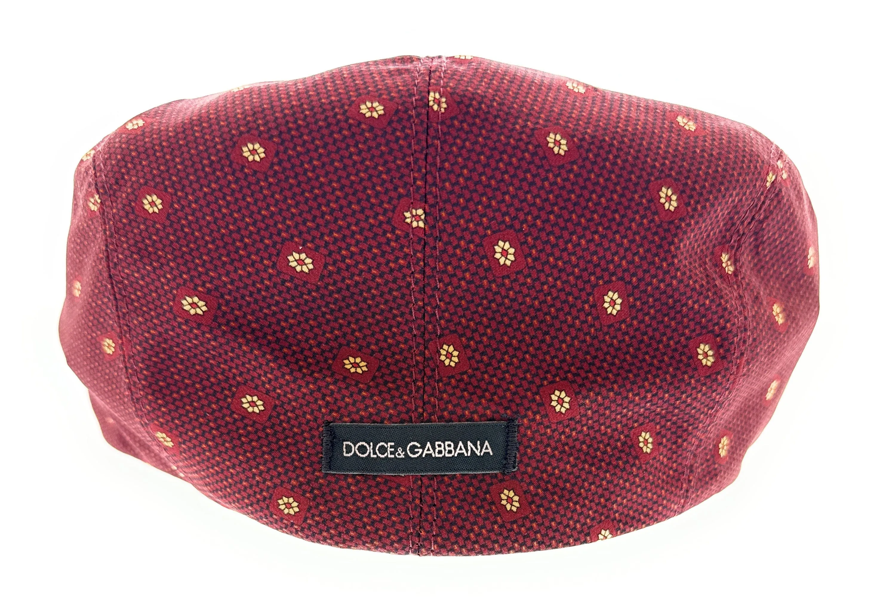 Dolce & Gabbana Red Silk Print Flat Cap