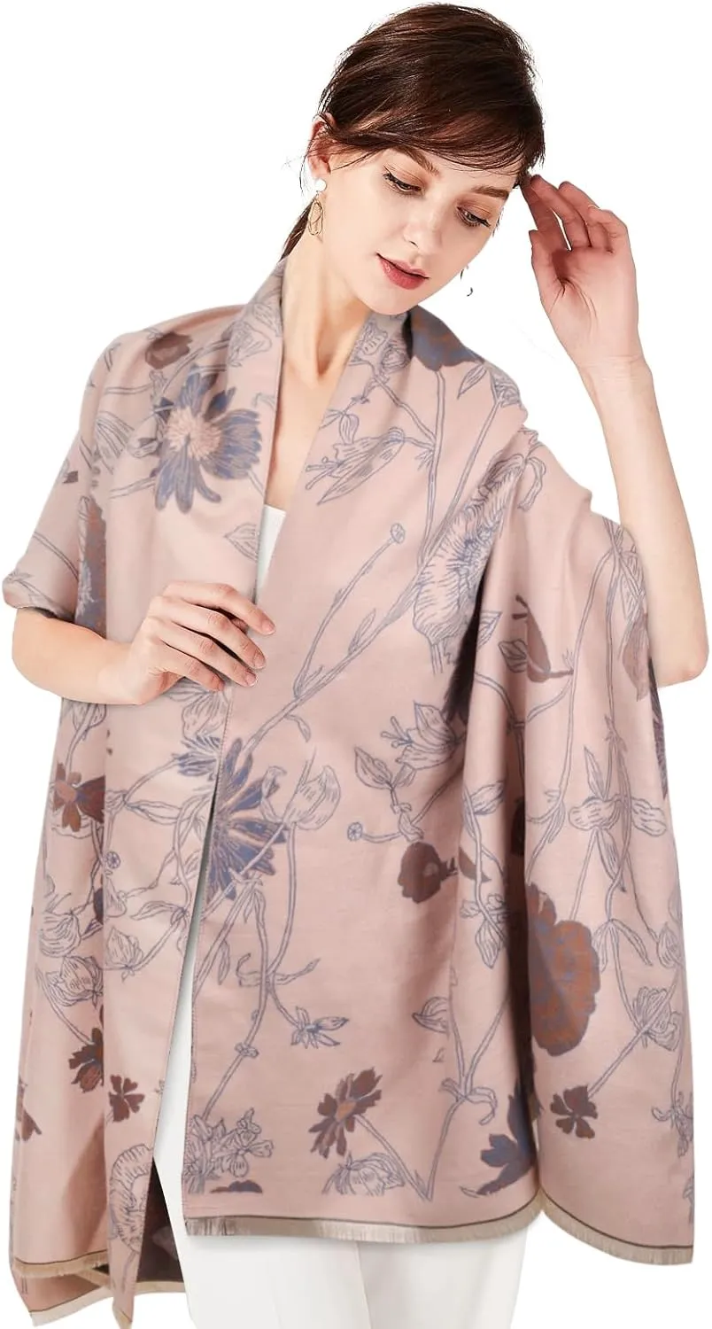 EXTREE Scarfs for Women Pashmina Silky Shawl Wrap for Evening Dressing Blanket Open Front Poncho Cape