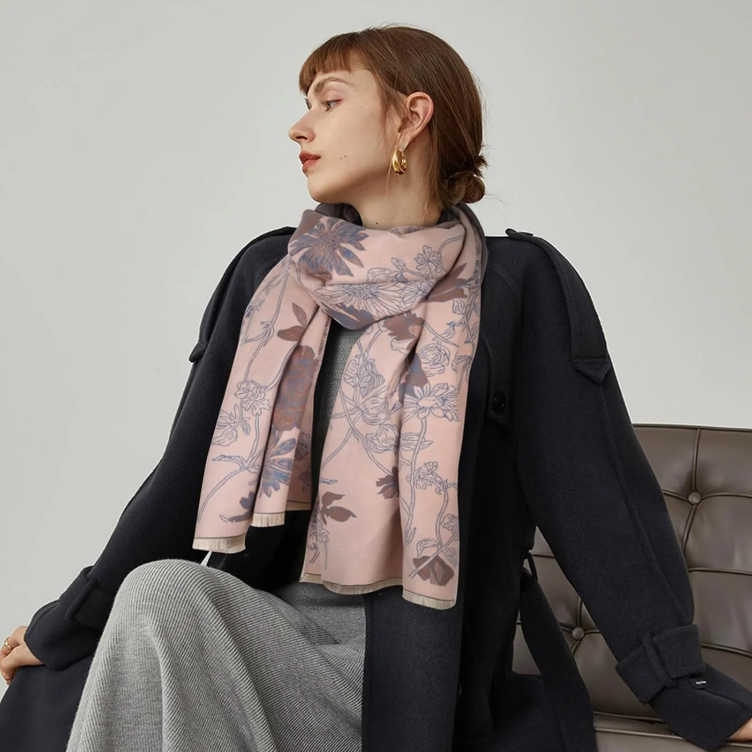 EXTREE Scarfs for Women Pashmina Silky Shawl Wrap for Evening Dressing Blanket Open Front Poncho Cape