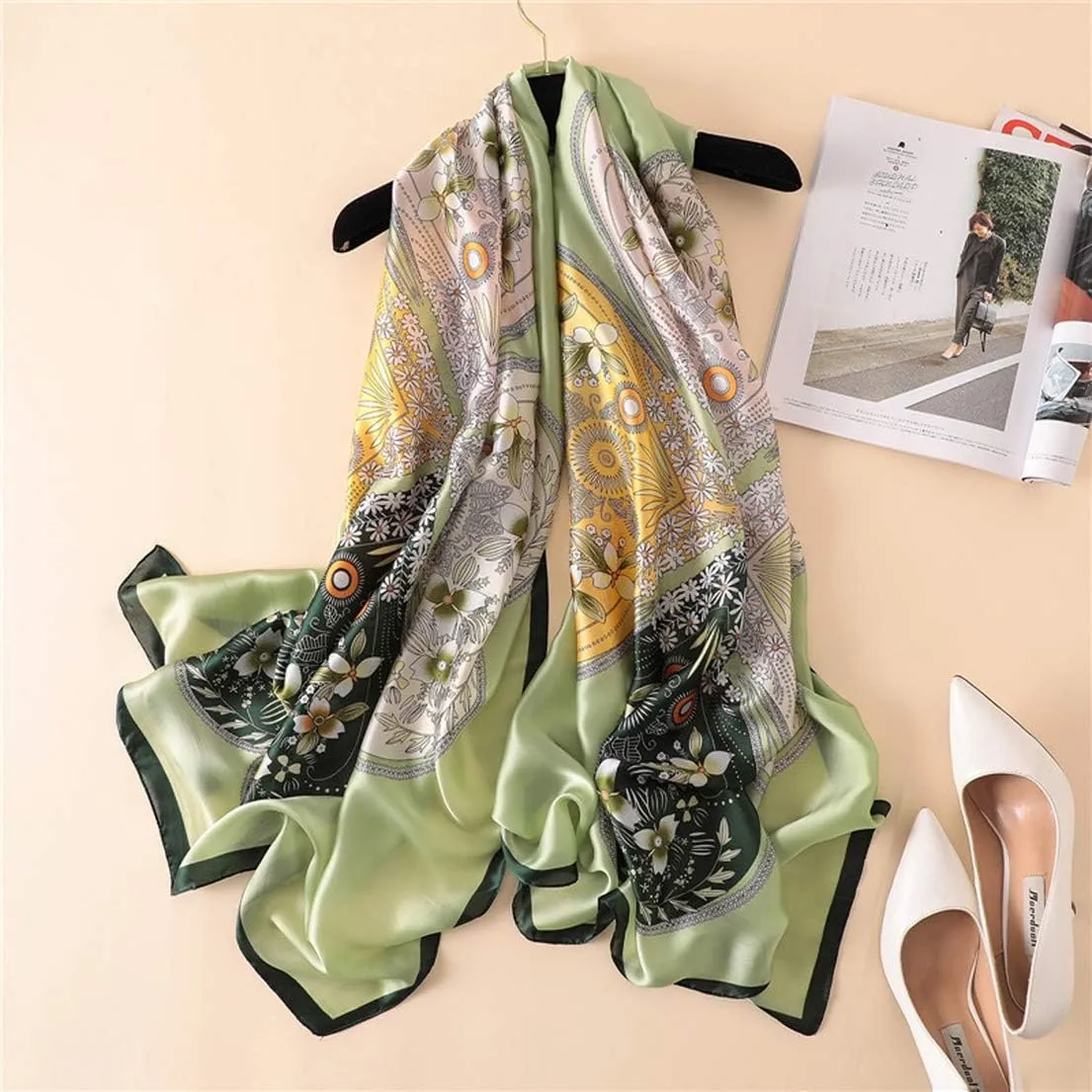 Fashion Scarves Scarf 100% Silk Feeling Scarf Silk Like Scarves Long Lightweight Sunscreen Shawls for Women