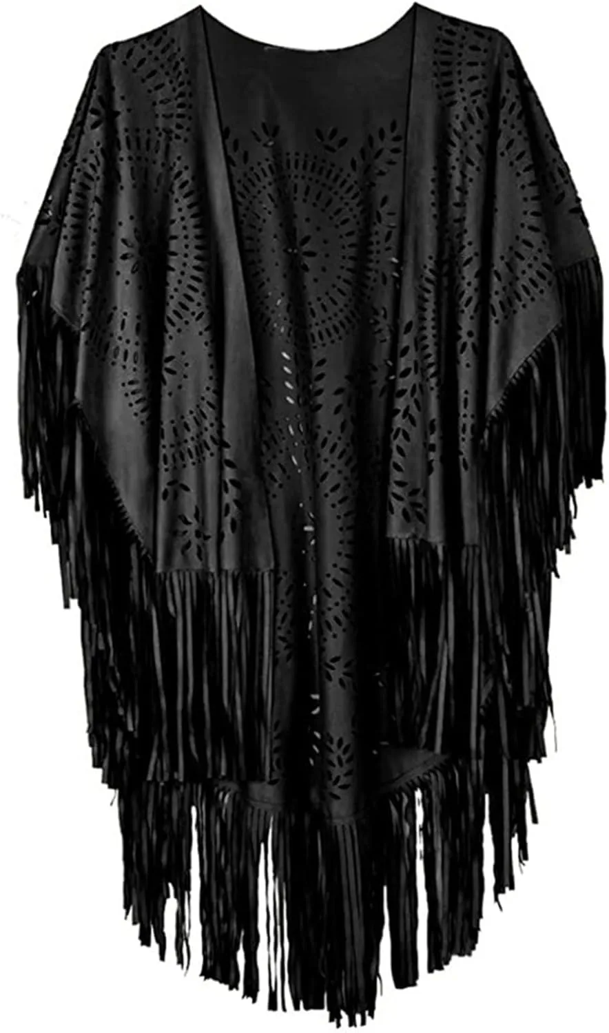 Faux Suede Fringe Lace Shawls and Wraps with Tassel for Women Evening Dresses Western Triangle Stoles Cover Up Wrap