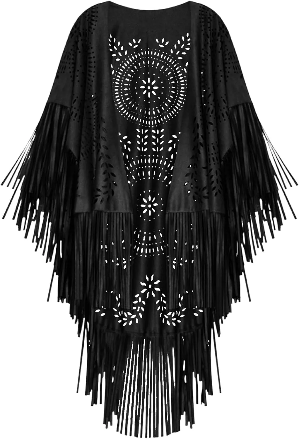 Faux Suede Fringe Lace Shawls and Wraps with Tassel for Women Evening Dresses Western Triangle Stoles Cover Up Wrap