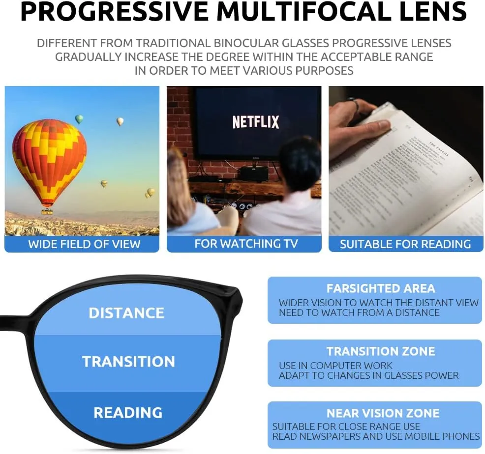 Firmoo Progressive Reading Glasses Blue Light Blocking Computer Readers Multifocus Eyeglasses Anti Eyestrain