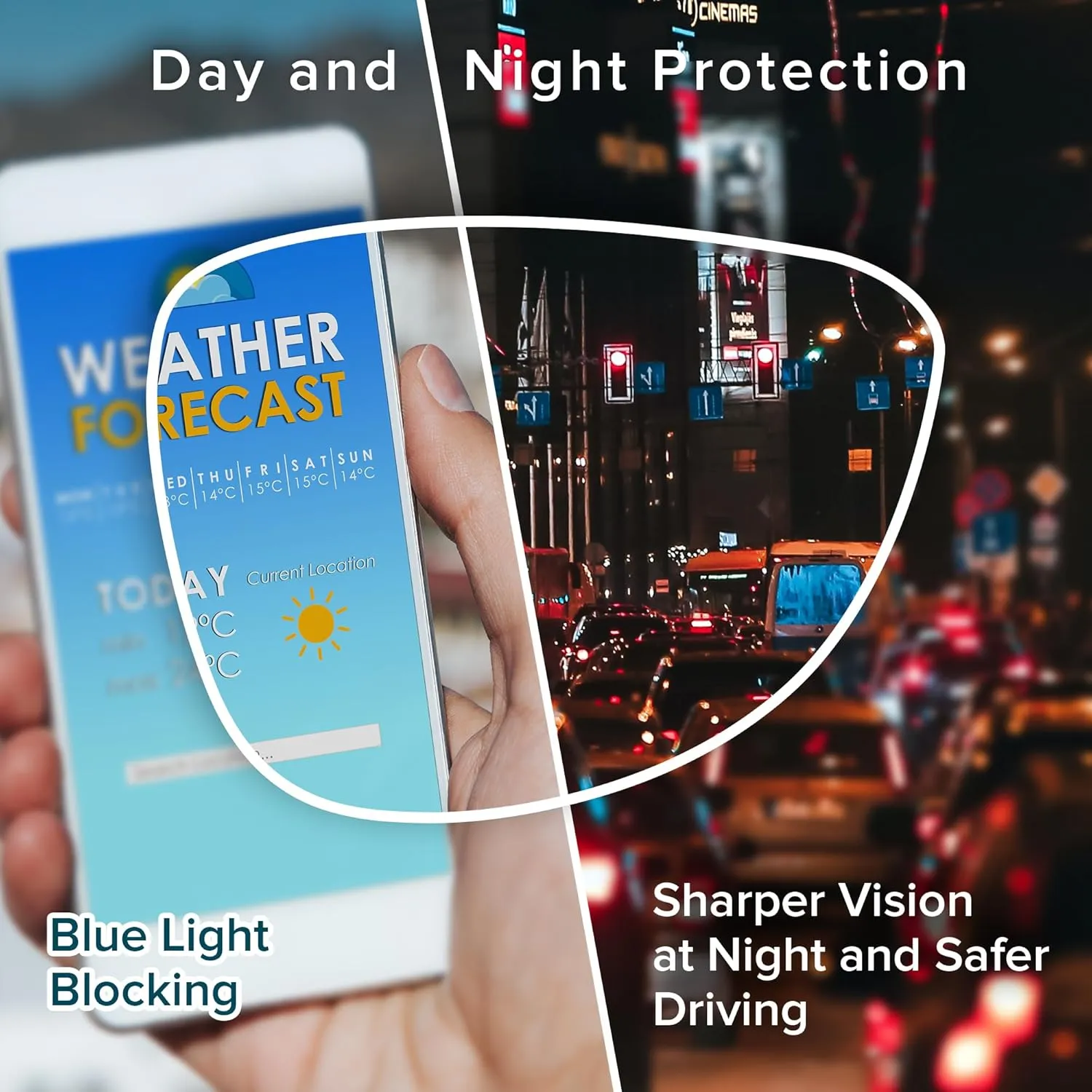 GUDVUE Oversized Blue Light Glasses, Computer Reading/Gaming/Phones Glasses, Anti Glare/UV400/Eye Strain, Large Square Frame, Champagne Pro