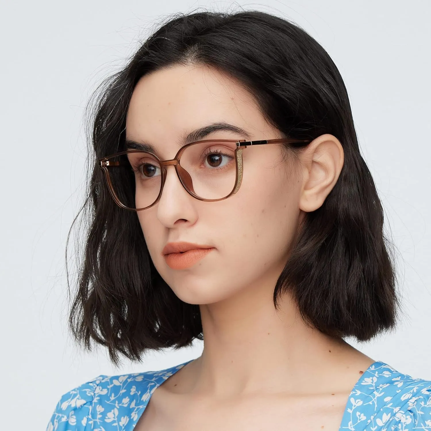GUDVUE Oversized Blue Light Glasses, Computer Reading/Gaming/Phones Glasses, Anti Glare/UV400/Eye Strain, Large Square Frame, Champagne Pro