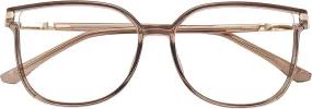 GUDVUE Oversized Blue Light Glasses, Computer Reading/Gaming/Phones Glasses, Anti Glare/UV400/Eye Strain, Large Square Frame, Champagne Pro