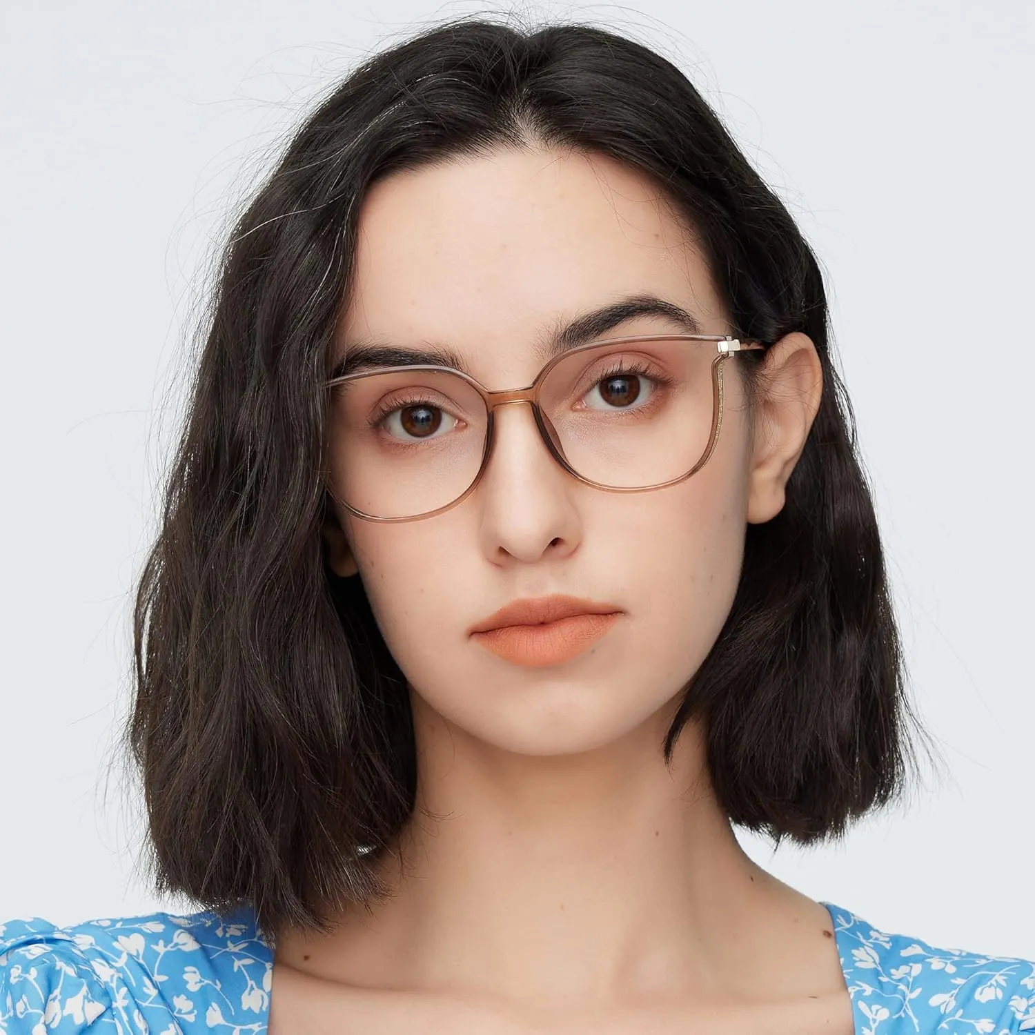 GUDVUE Oversized Blue Light Glasses, Computer Reading/Gaming/Phones Glasses, Anti Glare/UV400/Eye Strain, Large Square Frame, Champagne Pro
