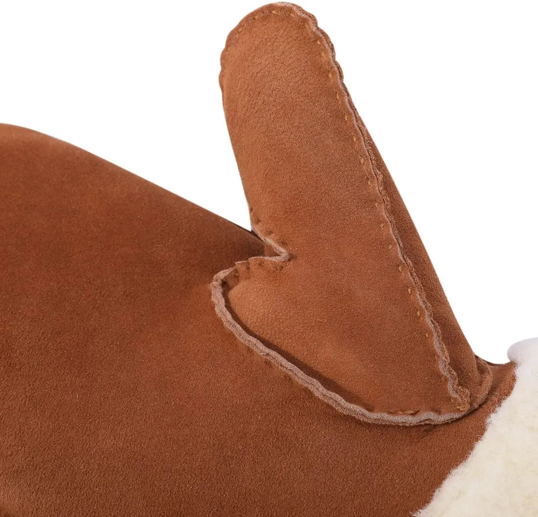 Harssidanzar Winter Mitten Gloves,Men Sheepskin Shearling Heated Warm Furry Cuff Mitten Gloves For Winter KM042US