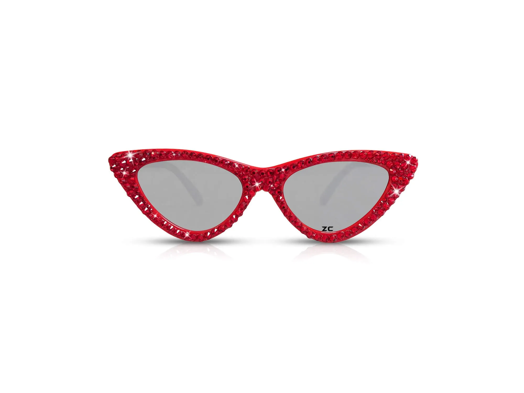 HOLLYWOOD Fashion Cat Eye Sunglasses / Shades / Sunnies w Red Bling Sparkly Bedazzled Rhinestones Festival Rockabilly Retro Pin Up