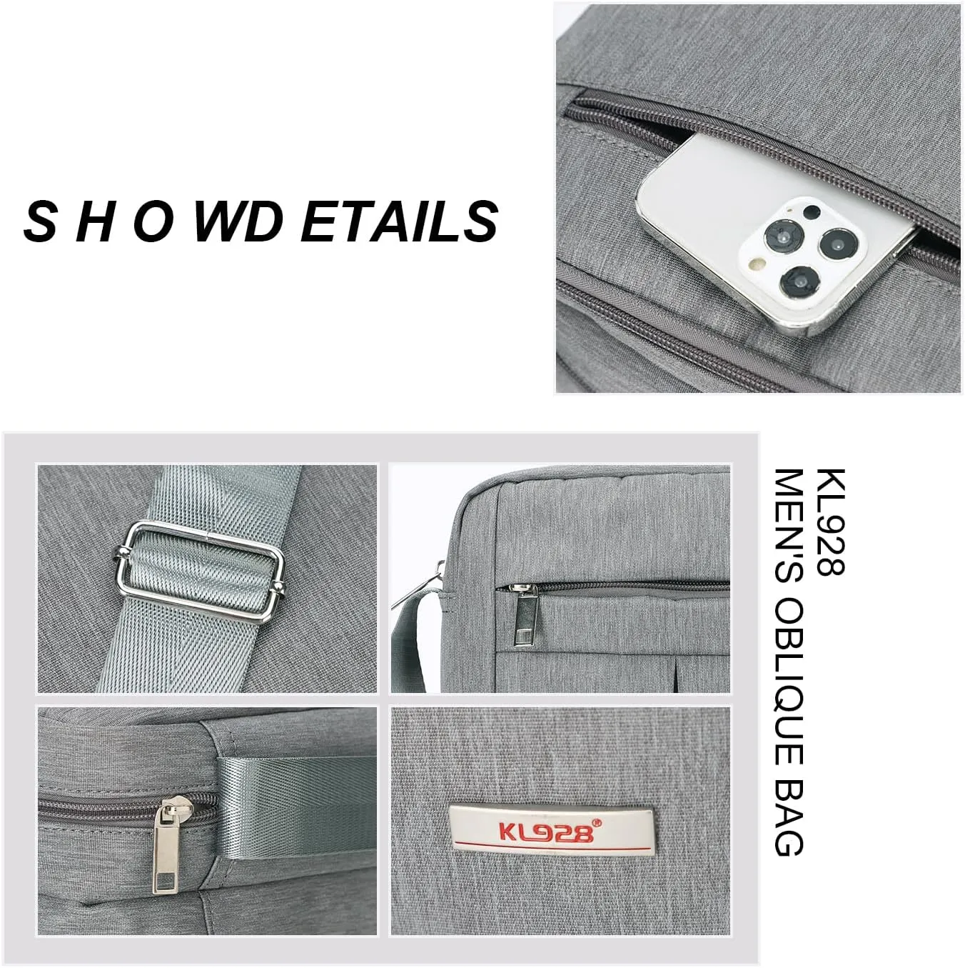 KL928 Men's Messenger Bag - Crossbody Shoulder Bags Travel Bag Man Purse Casual Sling Pack for Work Business