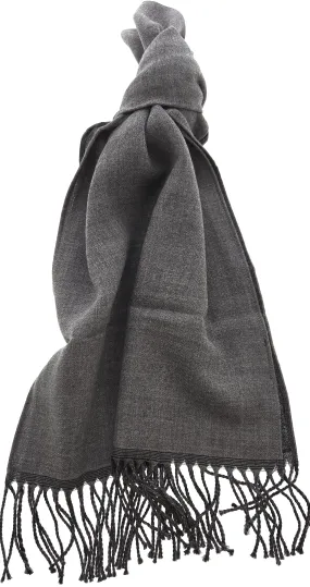 Lanvin Pure Wool Scarf - Lightweight Grey Wrap with Fringe