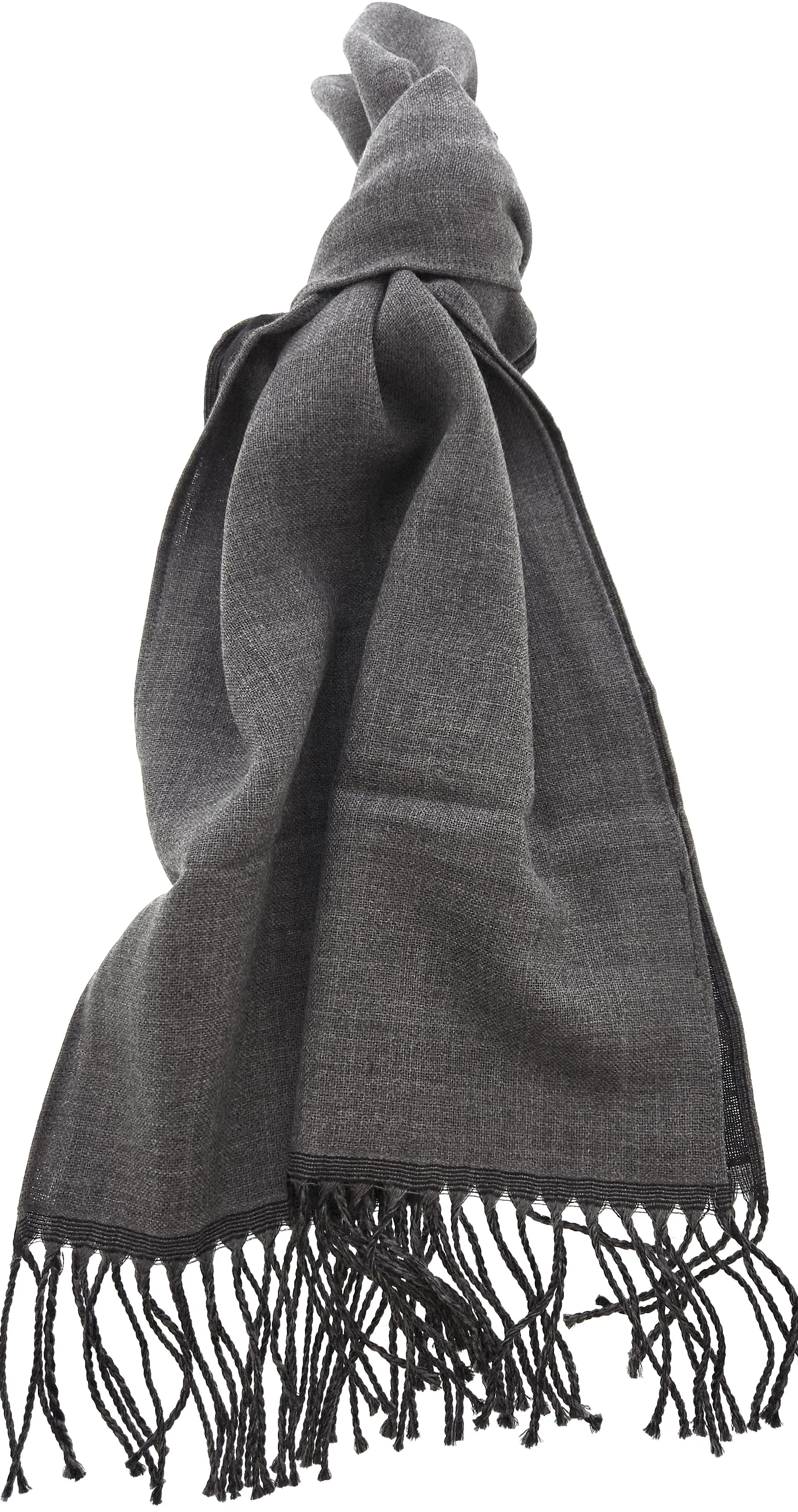 Lanvin Pure Wool Scarf - Lightweight Grey Wrap with Fringe