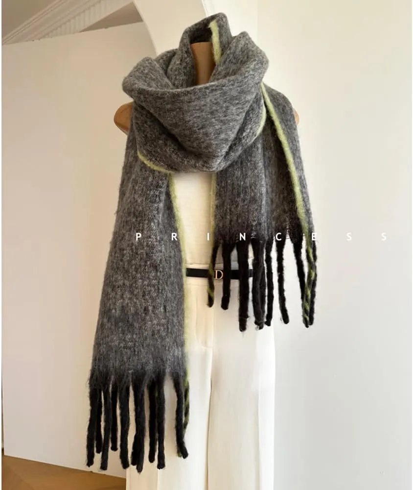 Large Chunky Plaid Scarf Checked Colorful Oversized Scarves Soft Big Cashmere Wool Thick Winter Warm Blanket Women