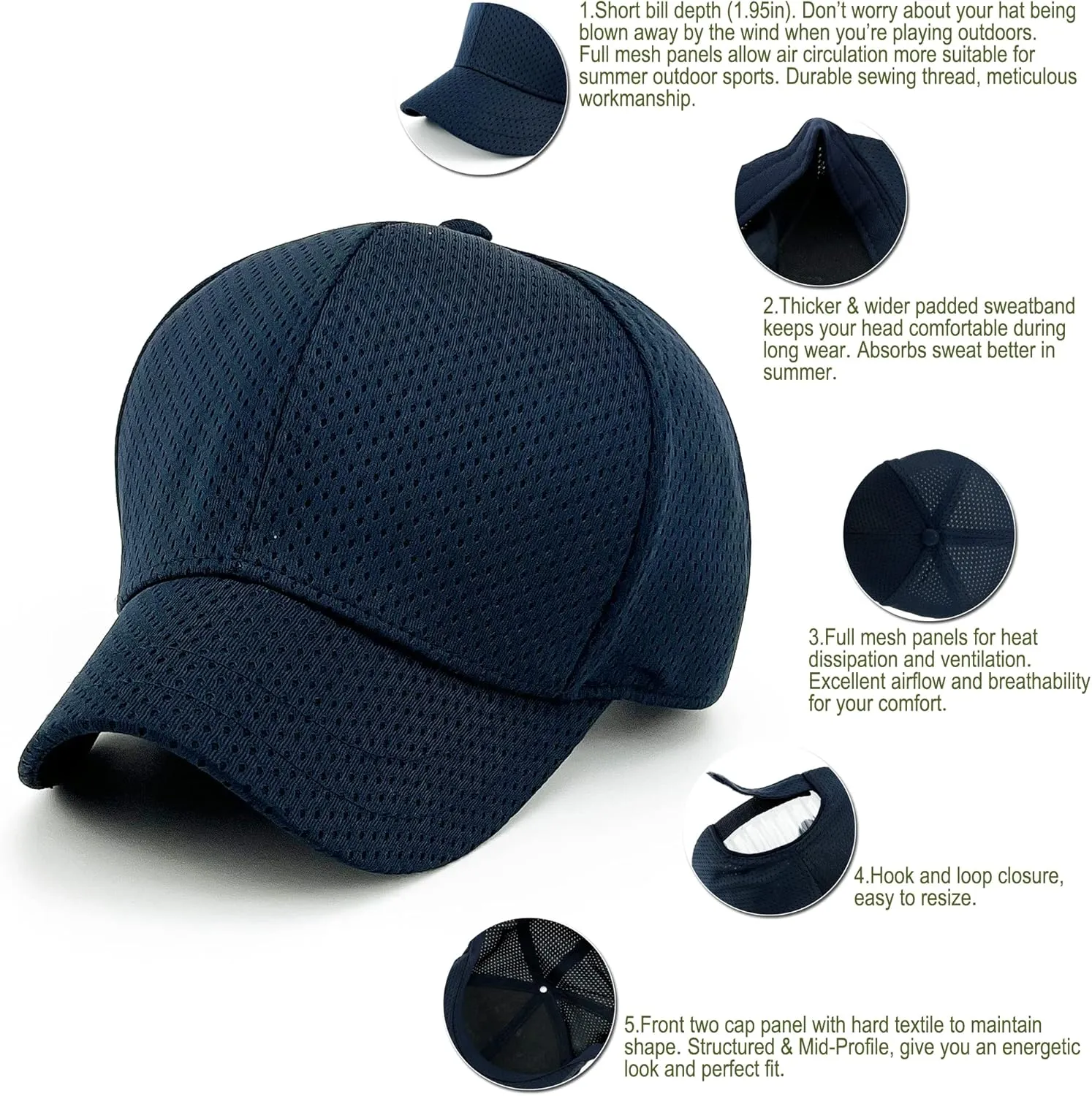 Loneshark Full Mesh Breathable Structured Baseball Cap for Men Running Summer Women Quick Dry Moisture Wicking Golf Hat