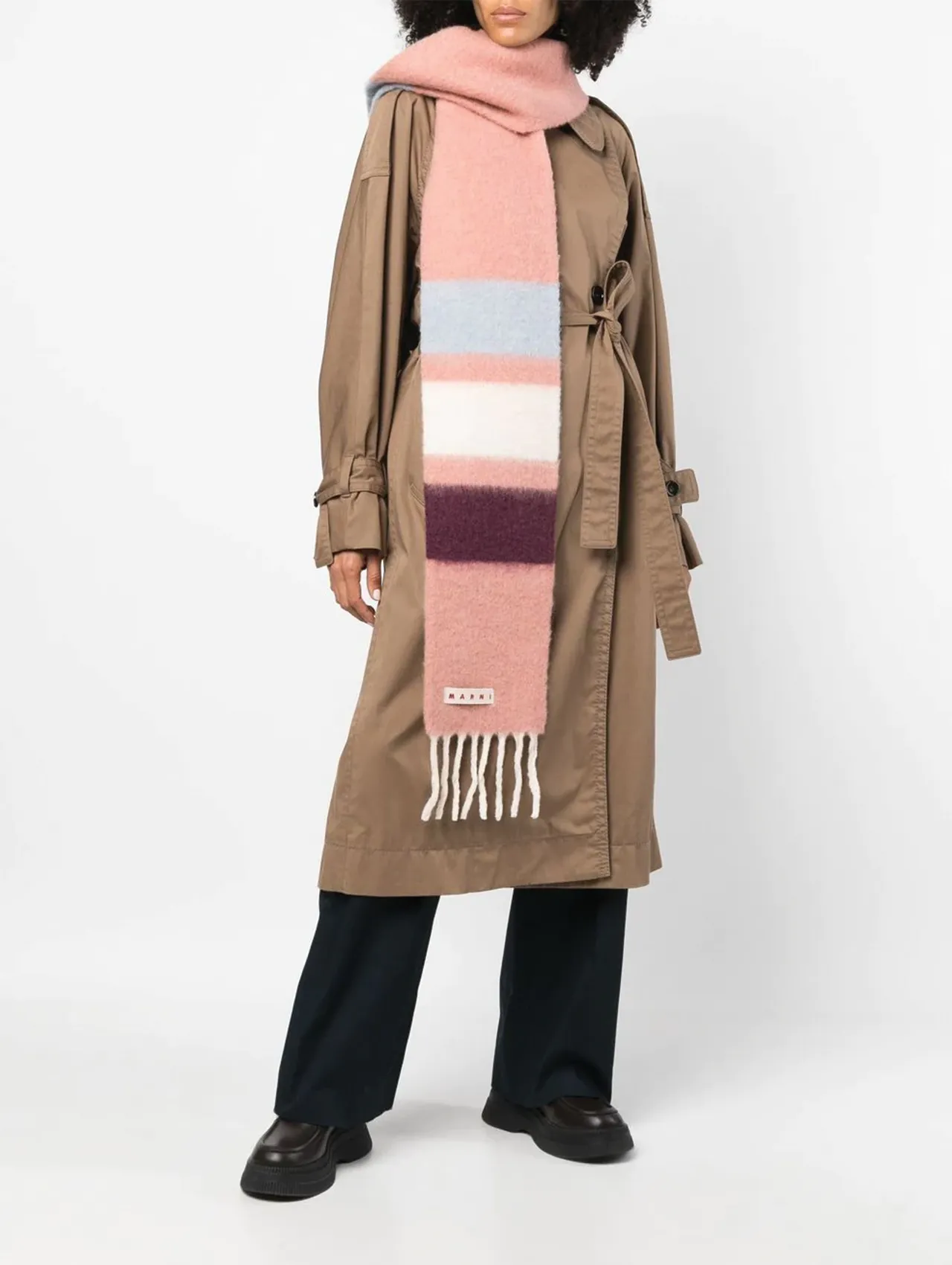 Marni Pink Stripe Alpaca Scarf