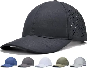 Men's Adjustable Baseball Cap(M,L,XL,XXL), Water Resistant Laser Cut Snapback Mesh Hat