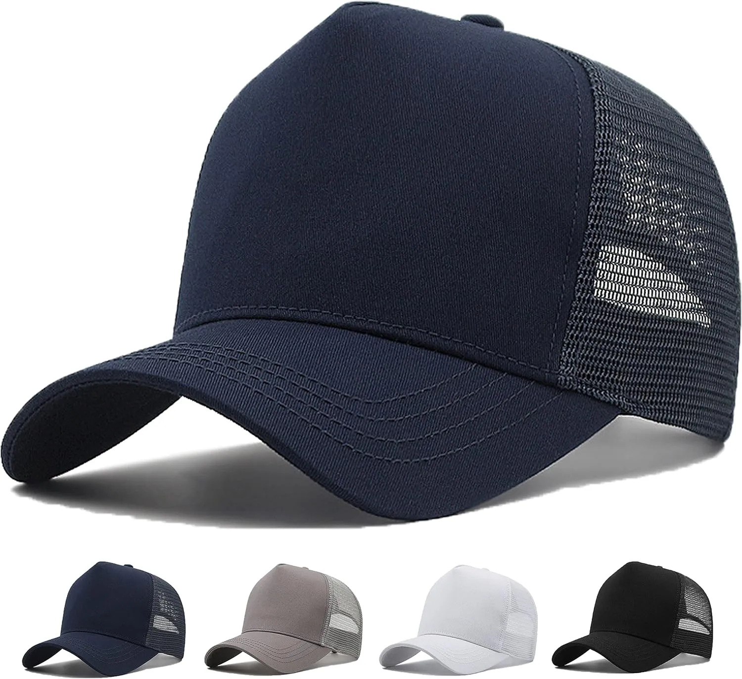 Oversize XXL Mesh Trucker Hat Big Head Hats for Men High Crown Baseball Cap Breathable Dad Hat Adjustable 23.6"-25.6"