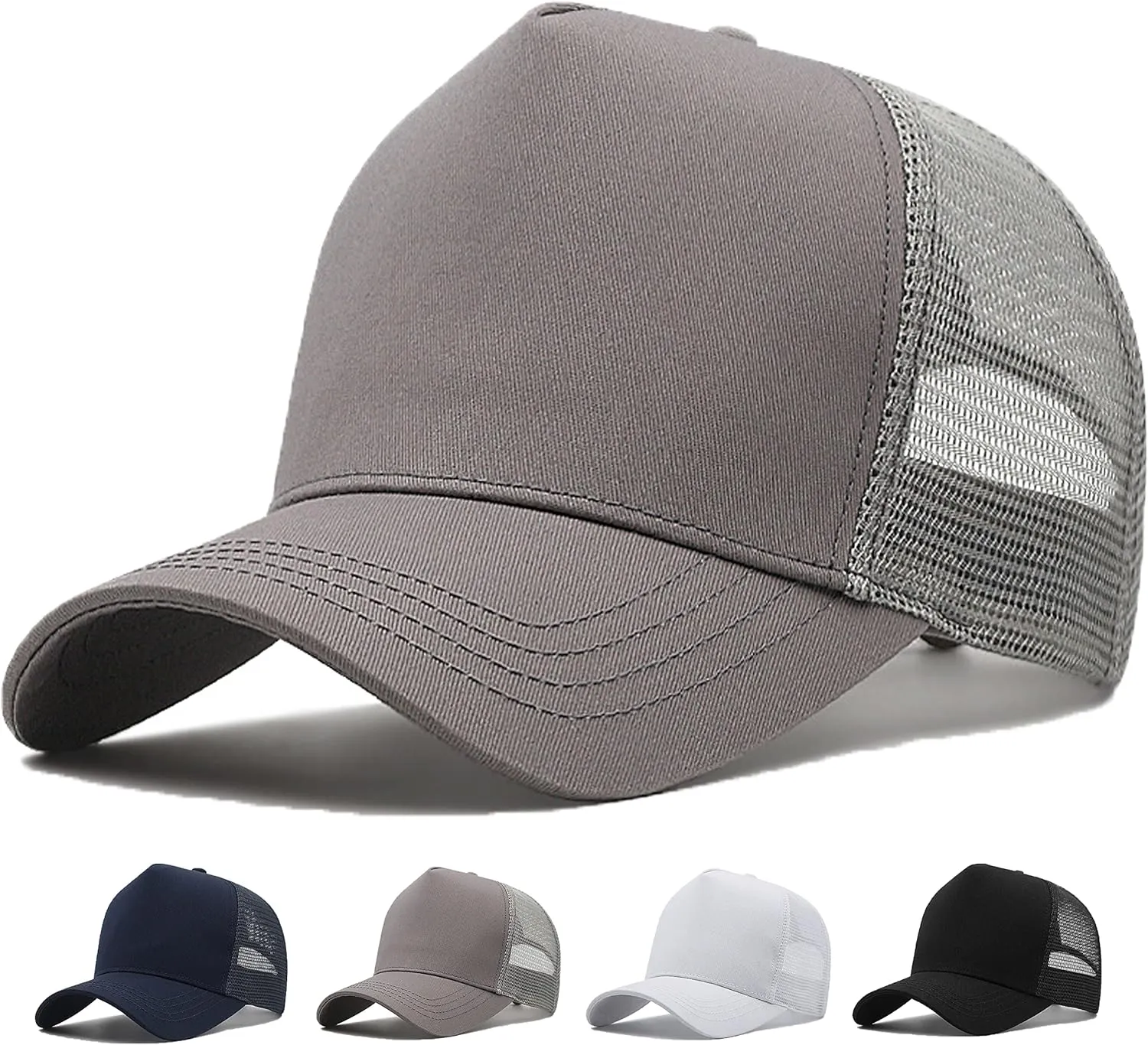 Oversize XXL Mesh Trucker Hat Big Head Hats for Men High Crown Baseball Cap Breathable Dad Hat Adjustable 23.6"-25.6"