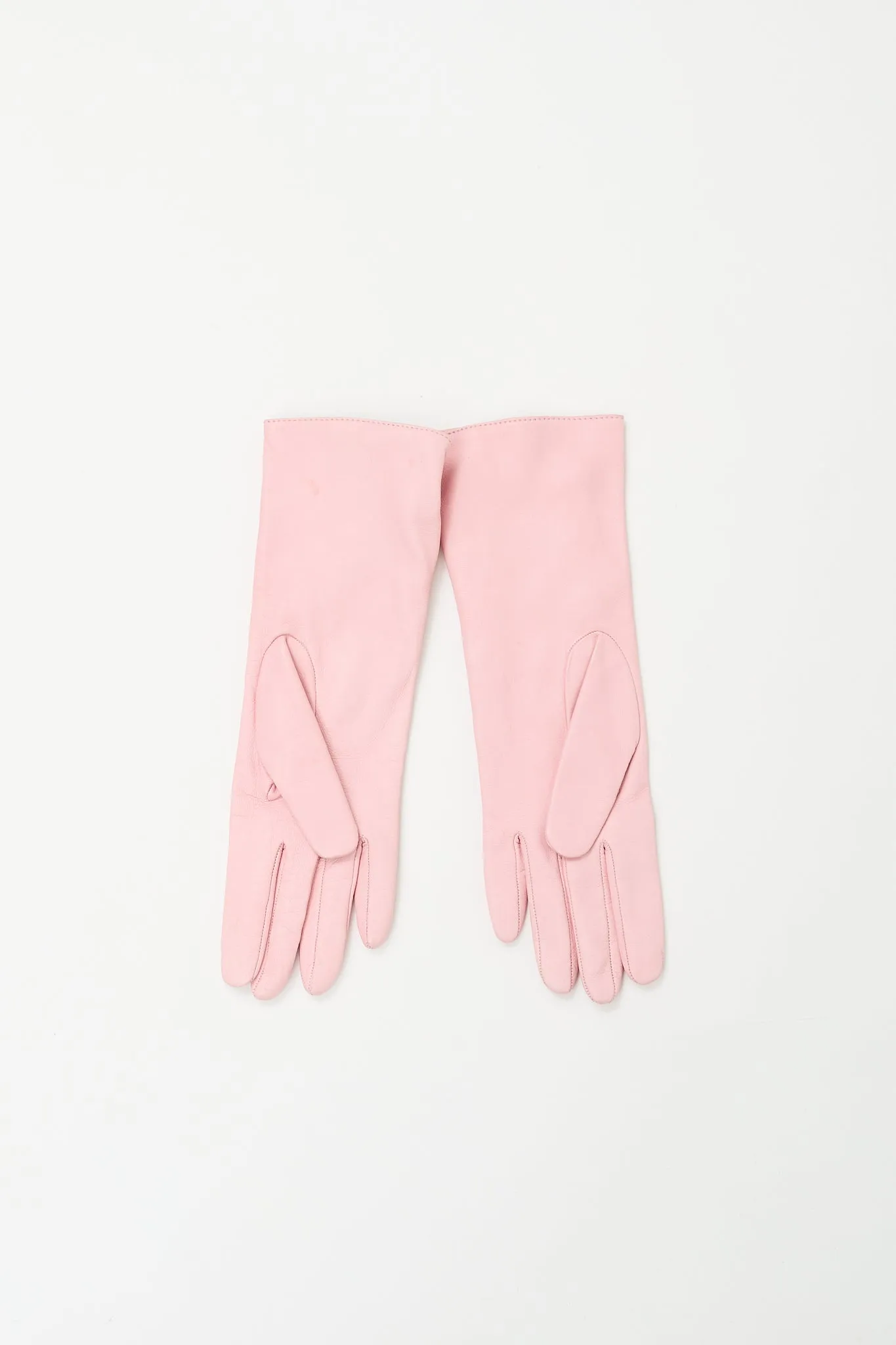 Pink Leather Buttoned Glove