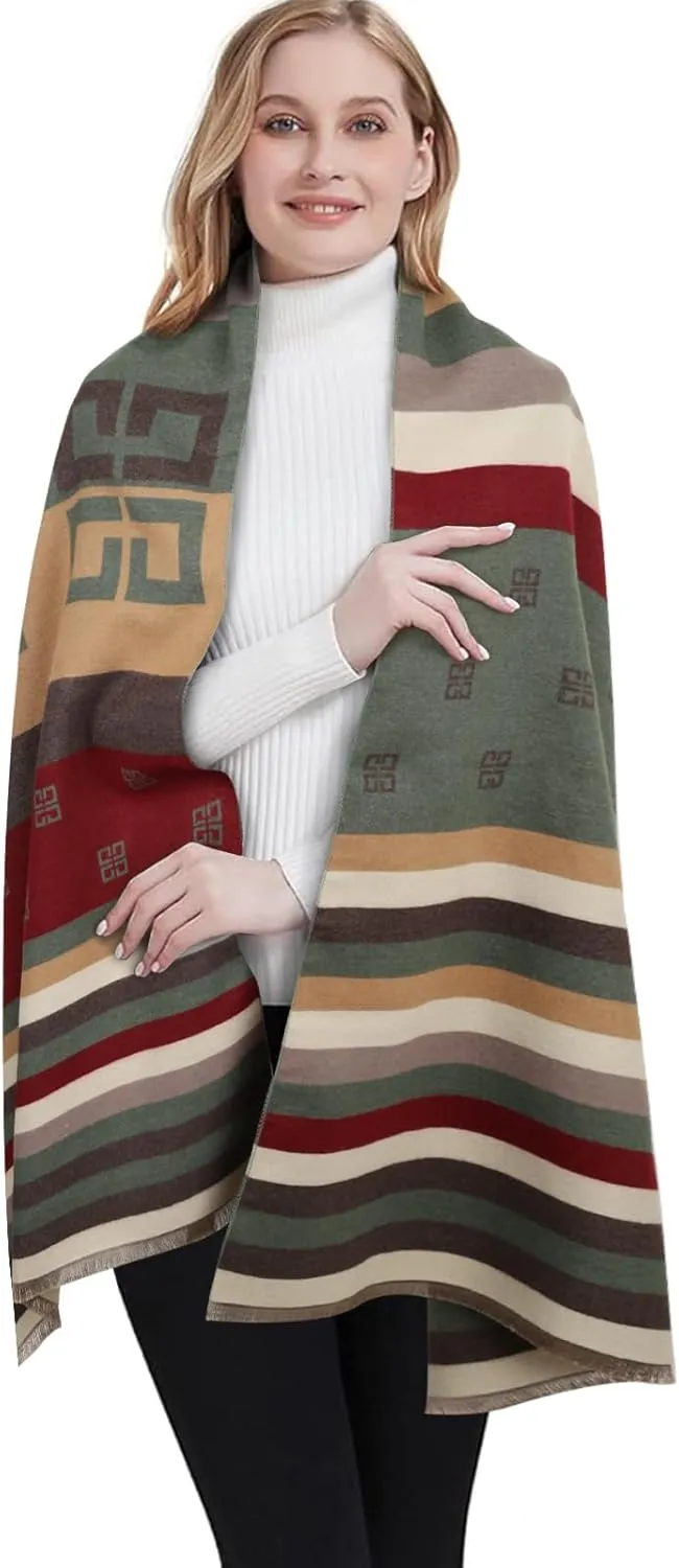 Relang Scarfs for Women Pashmina Silky Shawl Wrap for Evening Dressing Blanket Open Front Poncho Cape