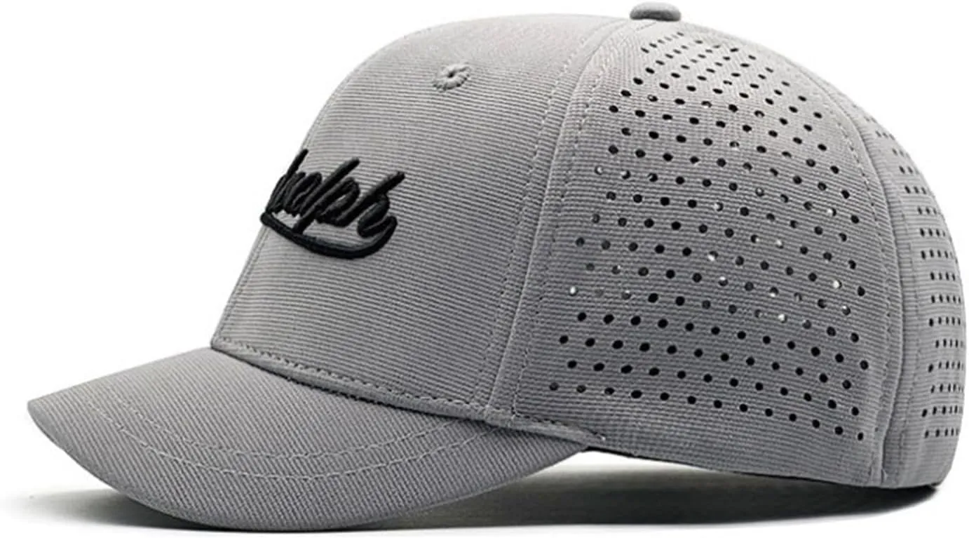 Short Brim Stretch Fitted Baseball Caps Men's Embroidery Structured Mesh Sun Hats Curved Brim Elastic Closed Back Hat K089