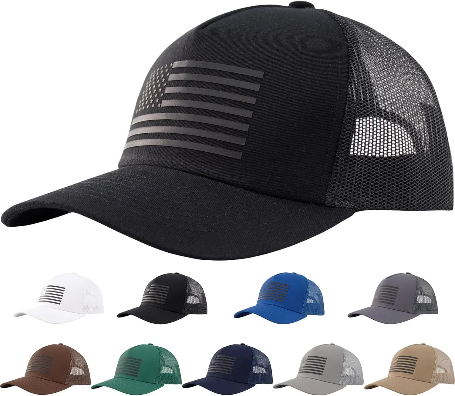 Trucker Hat American Flag Baseball Cap,Adjustable Snapback Mesh Hats for Men