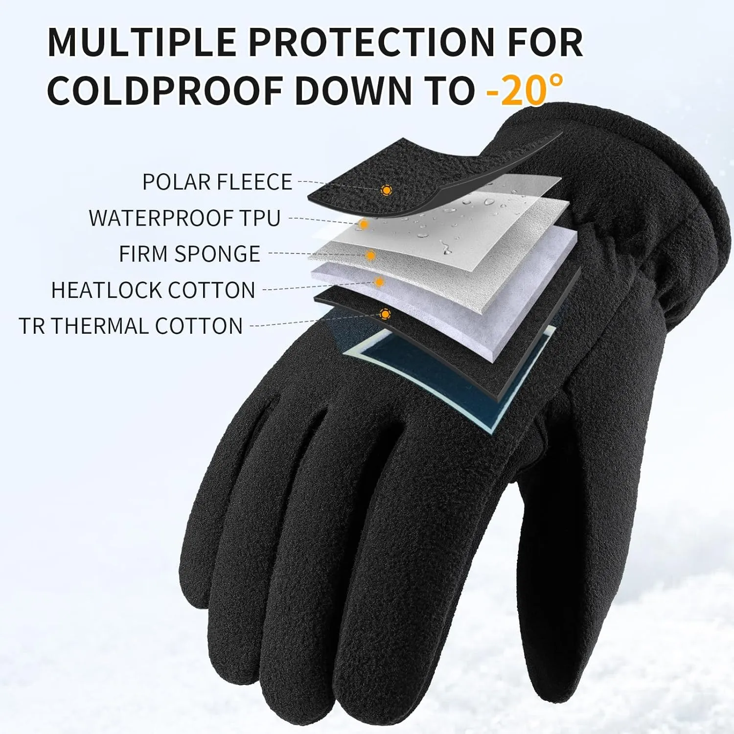 Winter Gloves for Men Women: -20°F Thermal Warm Deerskin Polar Fleece Cotton Glove